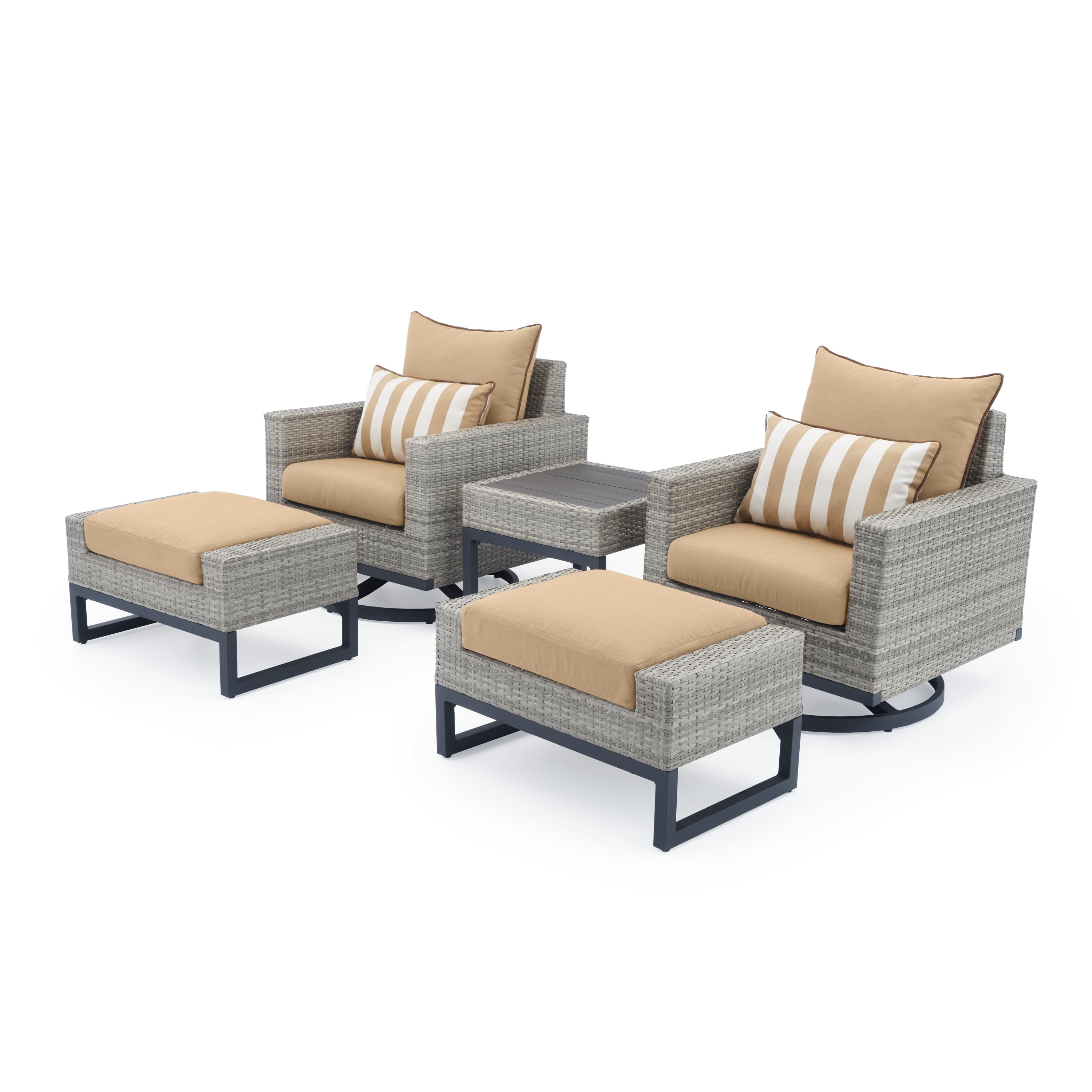 RST Brands OP-PECLB5M-MILOGMXMK Milo 5 -Piece Wicker Patio Conversation Set with Bronze Sunbrella Cushions