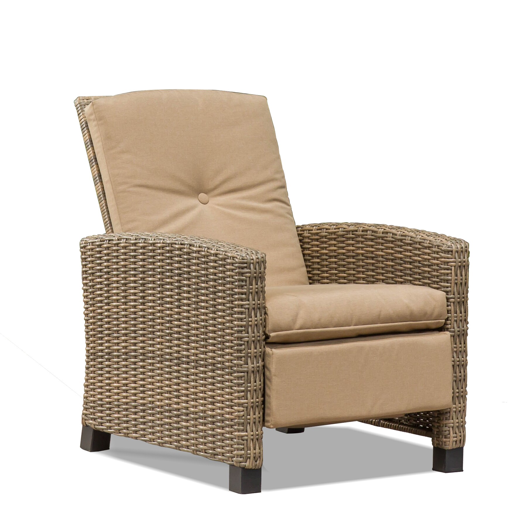 Maocao Hoom BH13287 Recliner Chair Brown Steel Frame Stationary Recliner Chair with Tan Cushioned Seat
