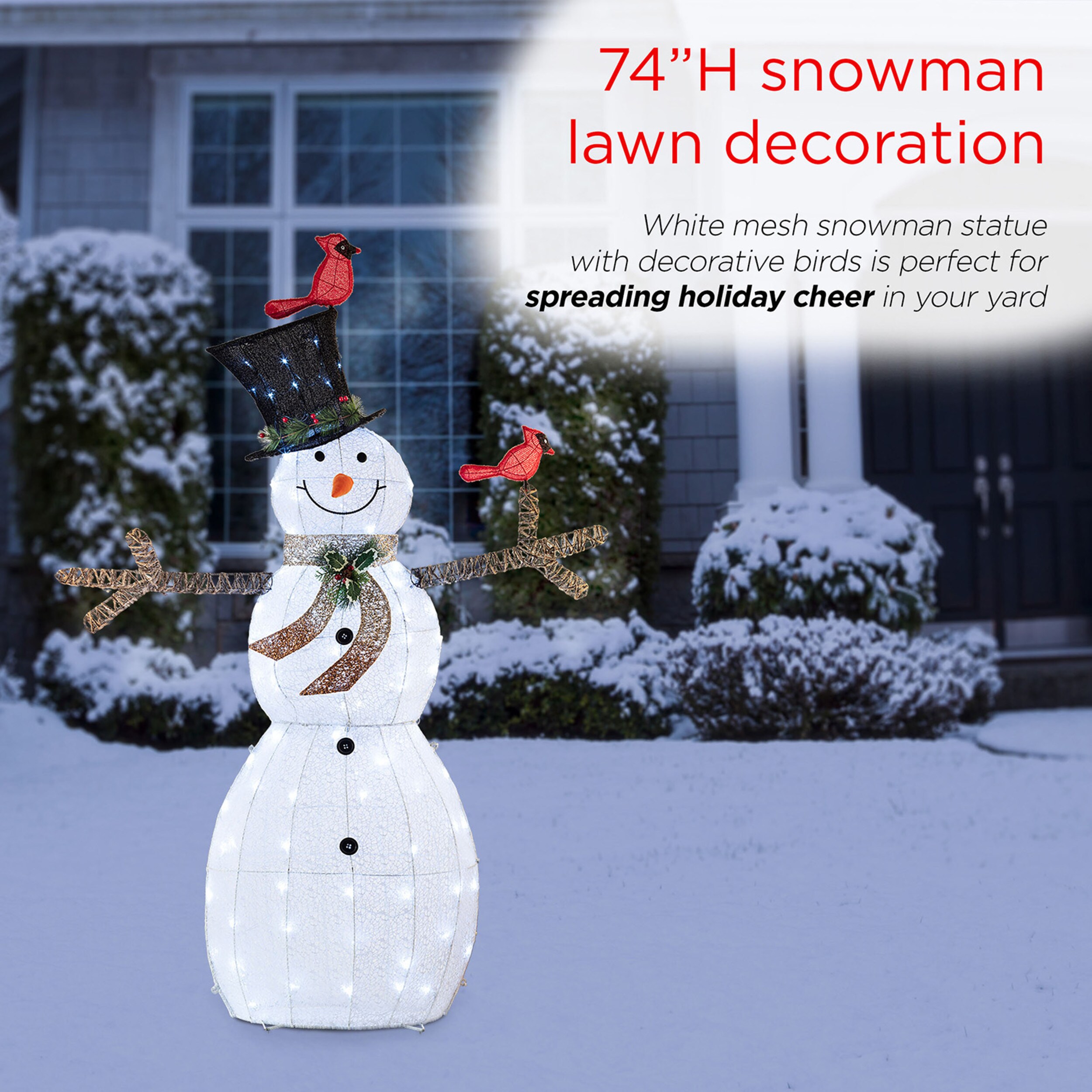 LED Penguins Building Snowman Outdoor Christmas Décor Set