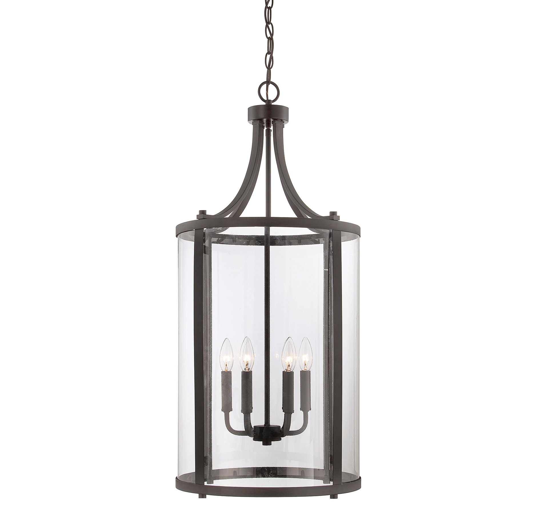 Savoy House Essentials 7-1041-6-13 Penrose 6 -Light English Bronze Transitional Clear glass Cylinder Medium Hanging Pendant light