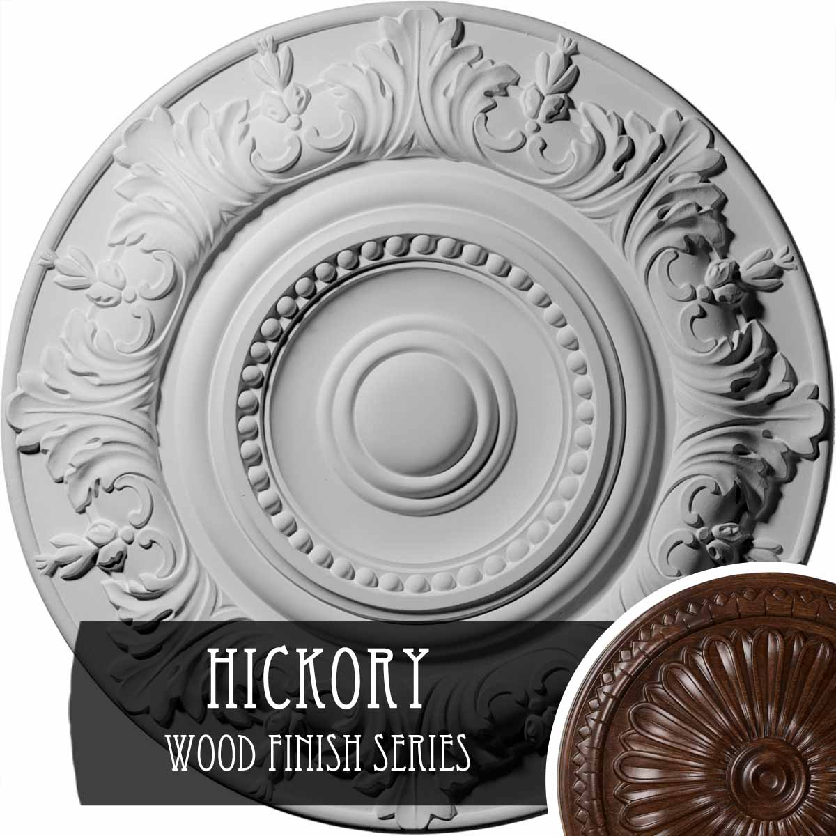 Ekena Millwork CM20BXHIS Biddix 20.875-in W x 20.875-in L Hickory Polyurethane Ceiling Medallion