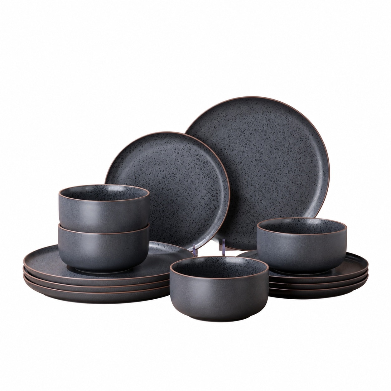 Aoibox 12 Piece Handcrafted Reactive Glaze Speckled Ashen Gray Stoneware Dinnerware Set Service for 4 #LAB34GGC