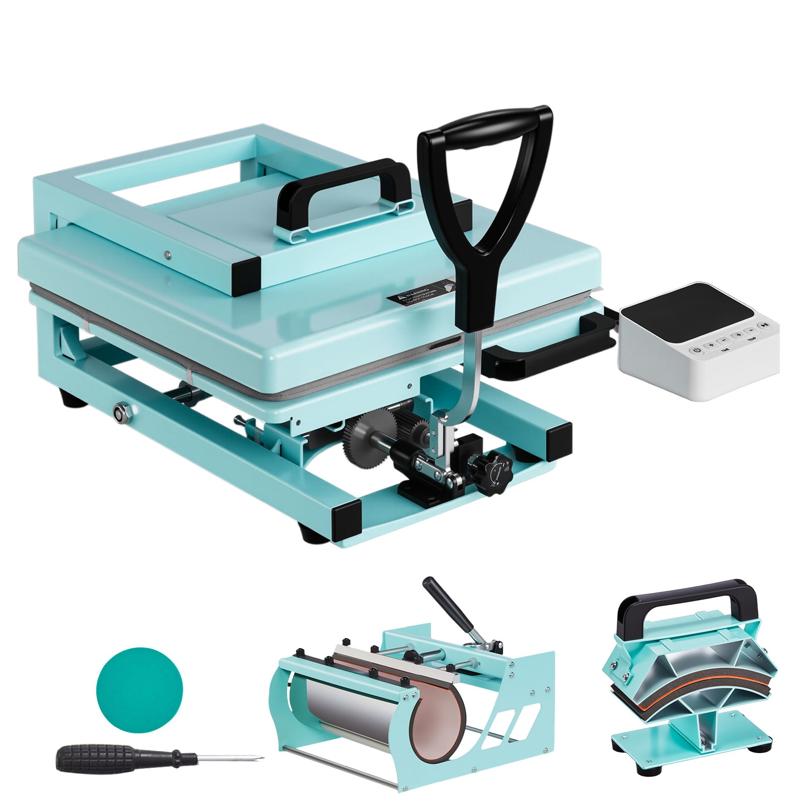 GIVIMO 15-in Hybrid Heat Press 5-in-1 15 by 15-in Sublimation Press Machine for T-Shirts Tumblers Caps Plates Heat Transfer with Even Heating in Light Green Finish #LW038GIVSS1020