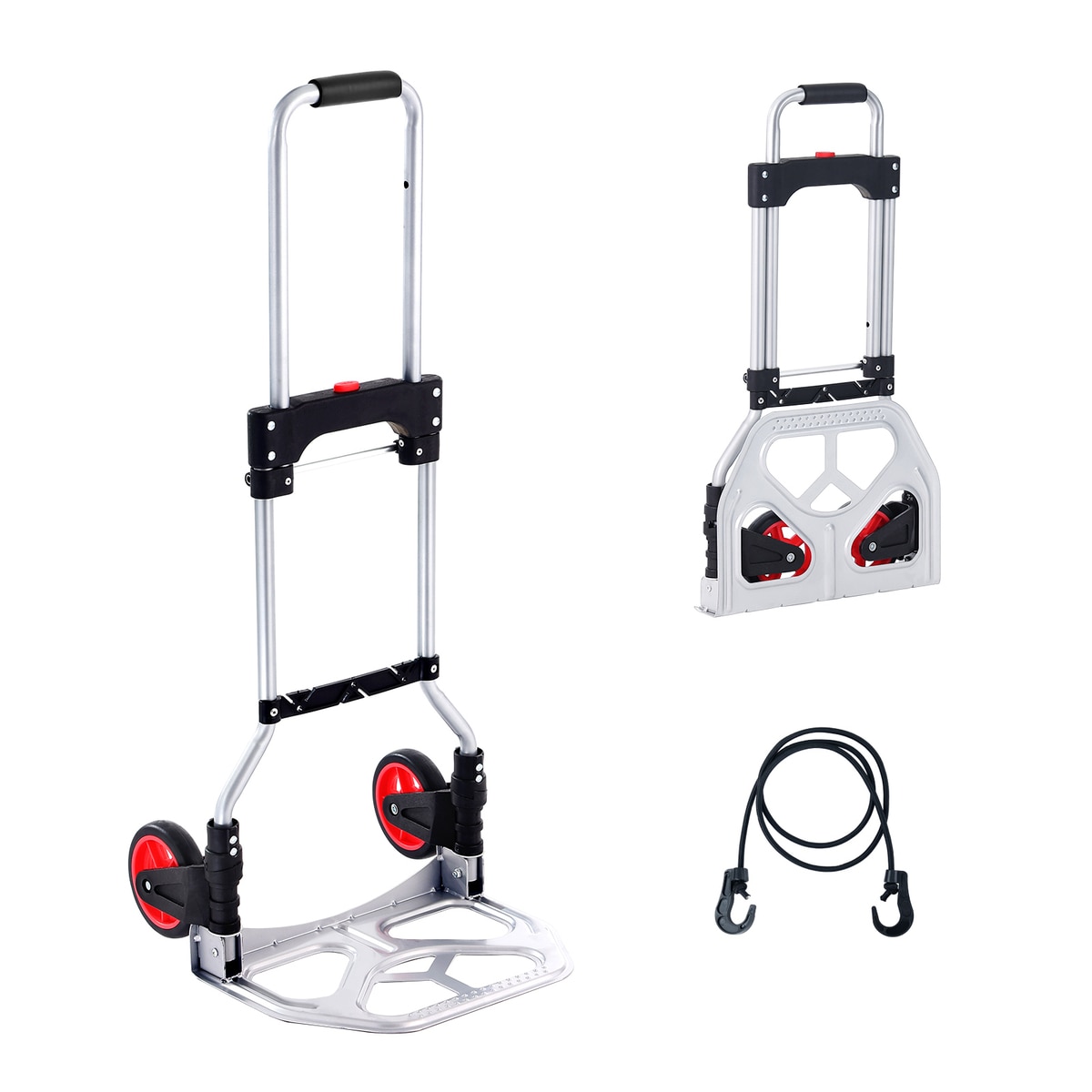 Loheer 176-lb Capacity Heavy-Duty Aluminum Folding Hand Truck and Portable Luggage Dolly with Telescoping Handle and Quiet Wheels #T3342P489051