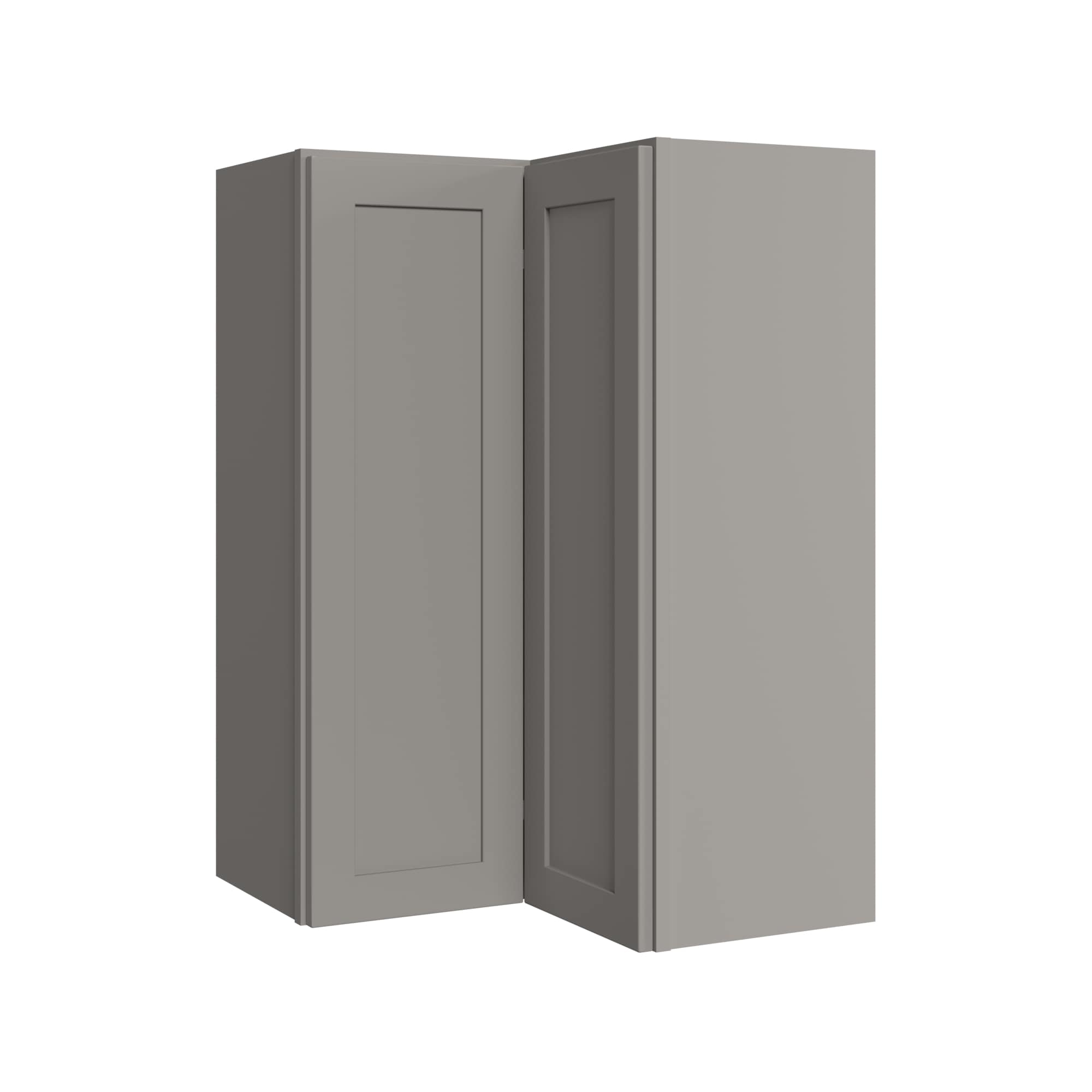 KraftMaid Momentum WEZR2436RG81 Deveron 24-in W x 36-in H x 12-in D Pebble Grey L-shaped Corner wall Fully assembled Plywood Cabinet (Recessed Panel Shaker)
