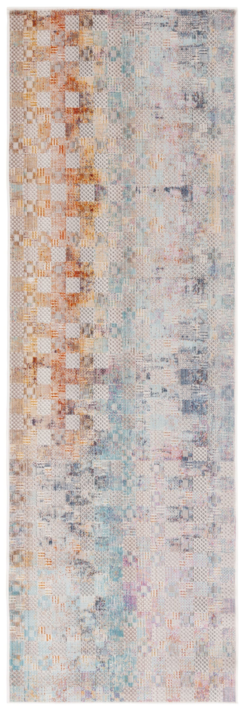 Safavieh RBW662M-28 3 x 8 (ft) Loomed Polypropylene Blue/Gold Rectangular Indoor/Outdoor Abstract Mid-Century Modern Runner rug