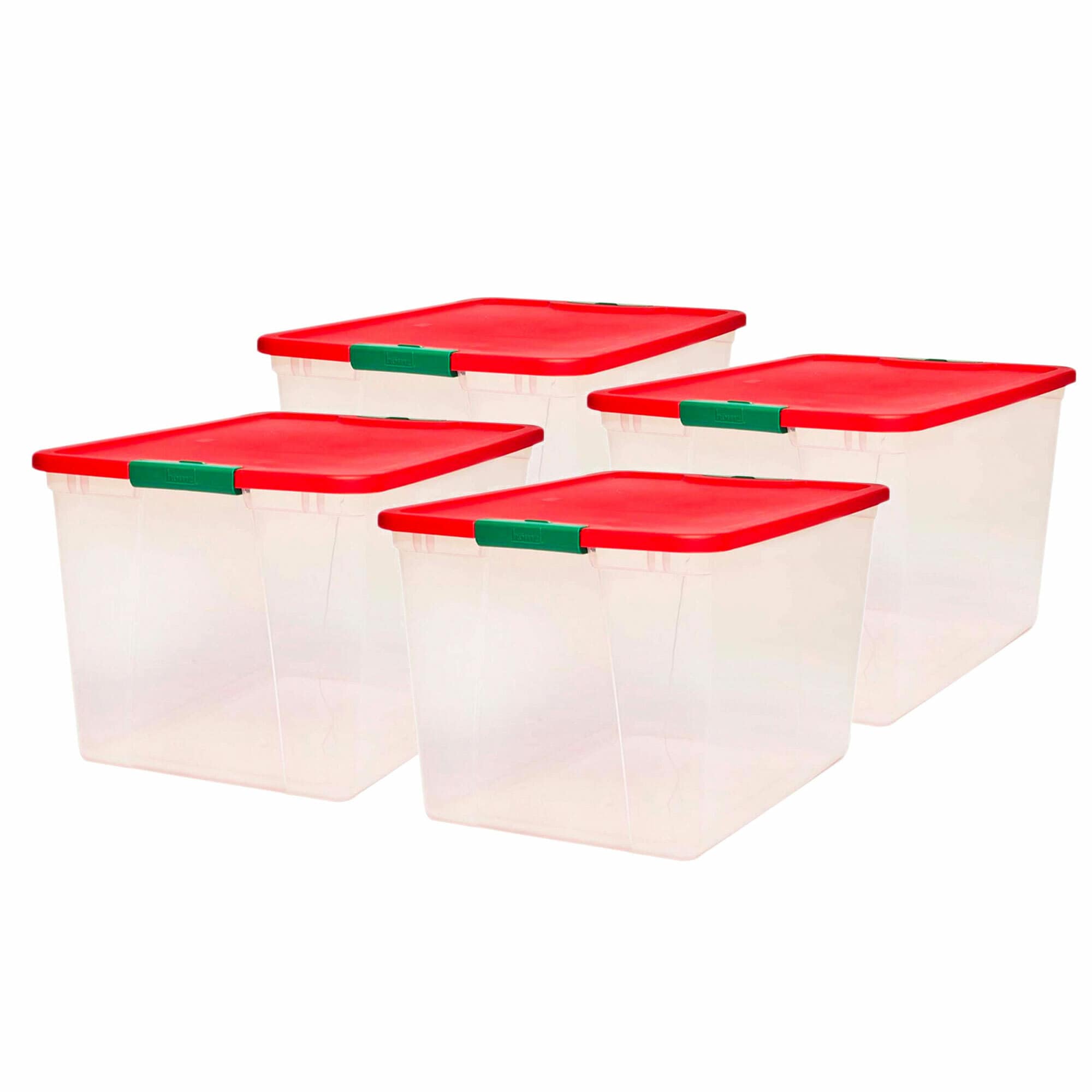 Homz Large 41 Quart Clear Plastic Under Bed See Through Stackable Storage  Organizer Container With Red Snap Lock Lid (4 Pack) : Target