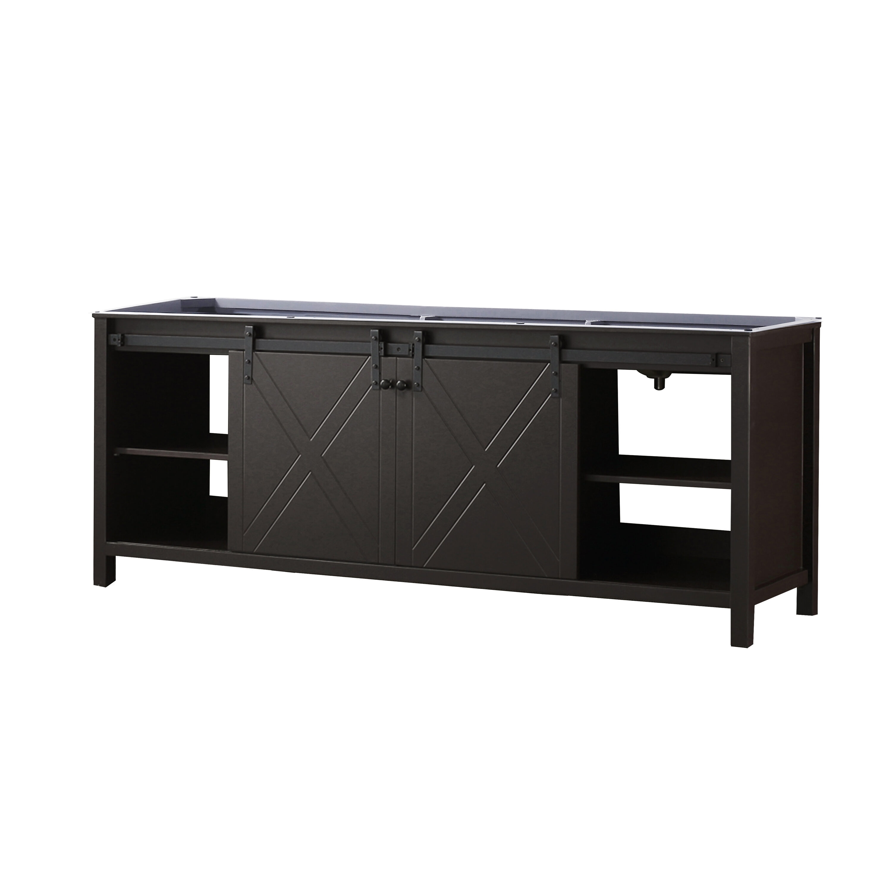 Marsyas 84" Brown Freestanding Vanity Cabinet with Barn Doors