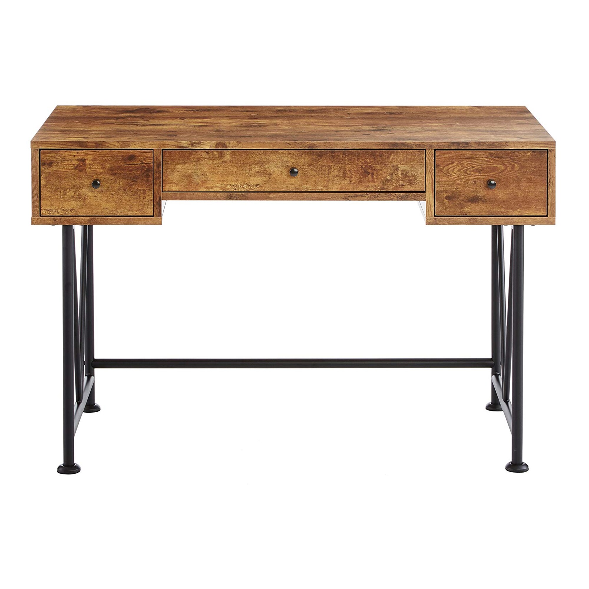 Atelier Rustic Farmhouse 47'' Brown Wood Writing Desk with 3 Drawers