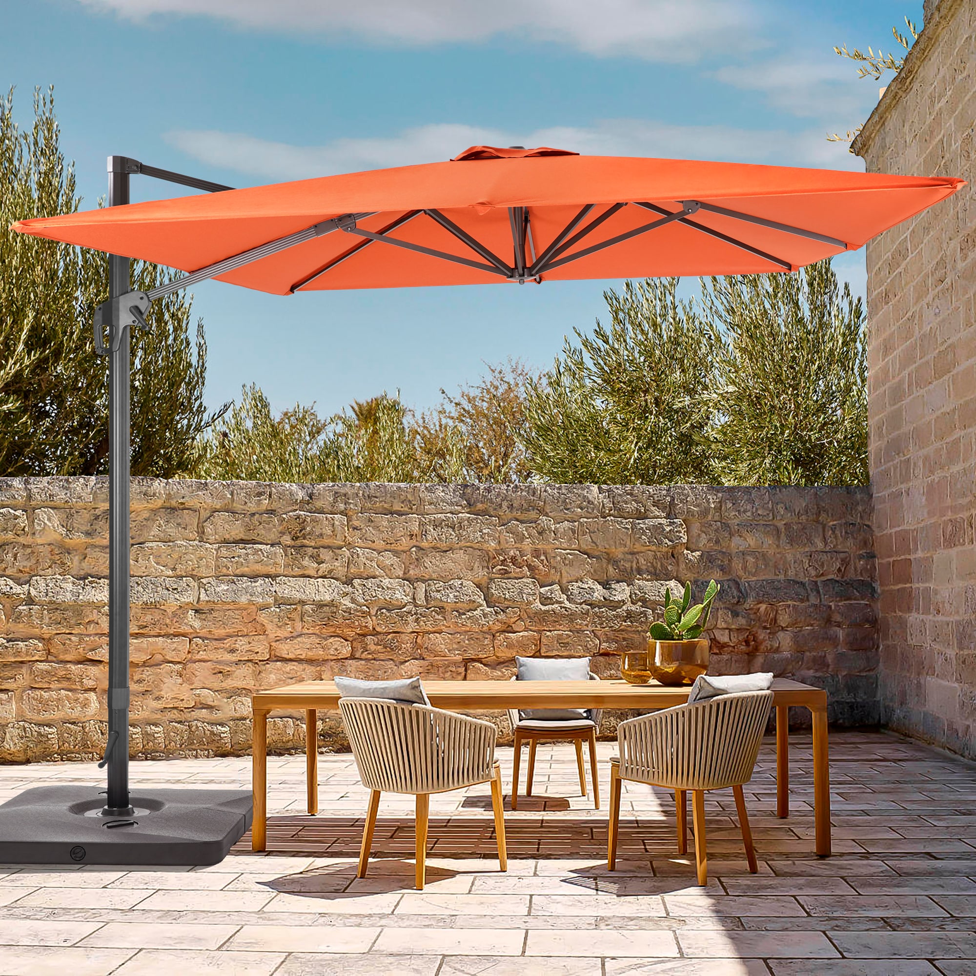 ACEGOSES LW-WB-1159RD 11.5-ft Aluminum Red No-tilt Cantilever Patio Umbrella with Base