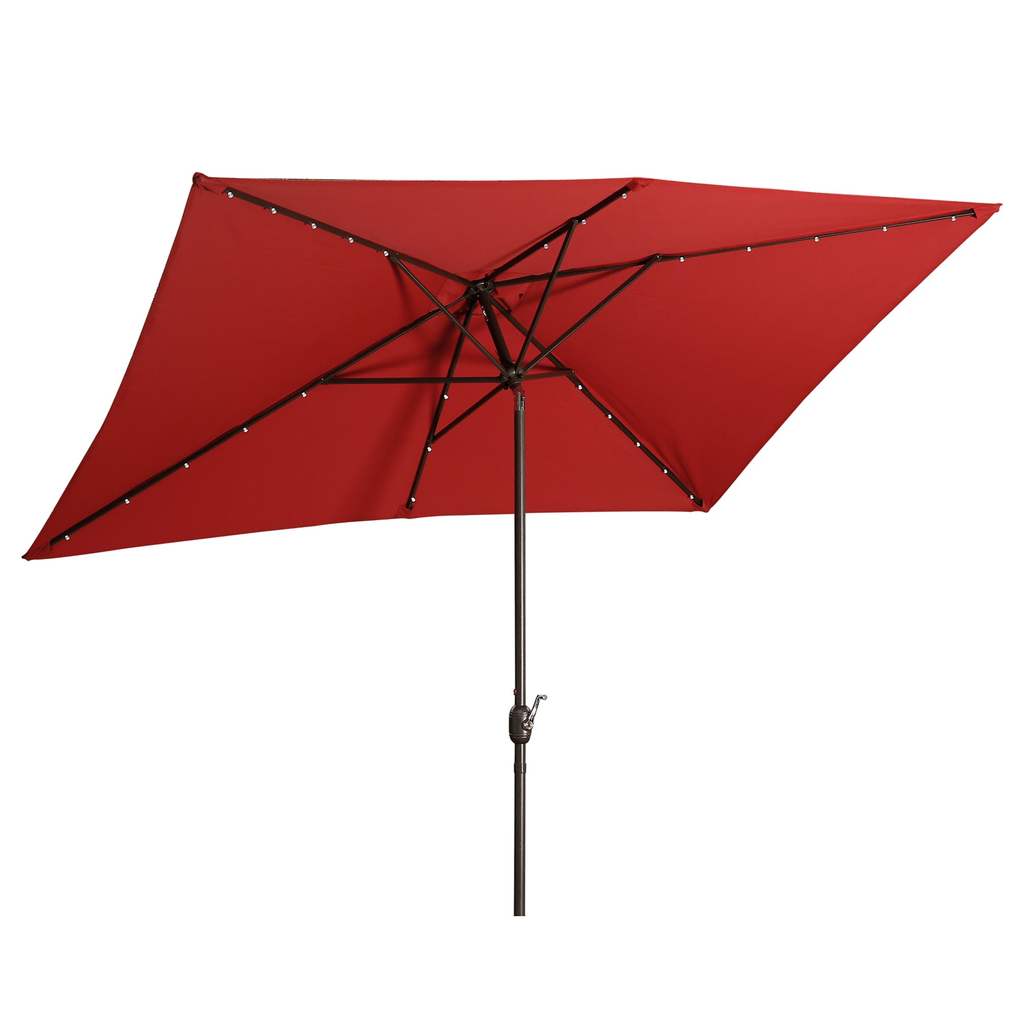 CASAINC WF-SM-250RD 10-ft Aluminum Red Crank Market Patio Umbrella with Lights