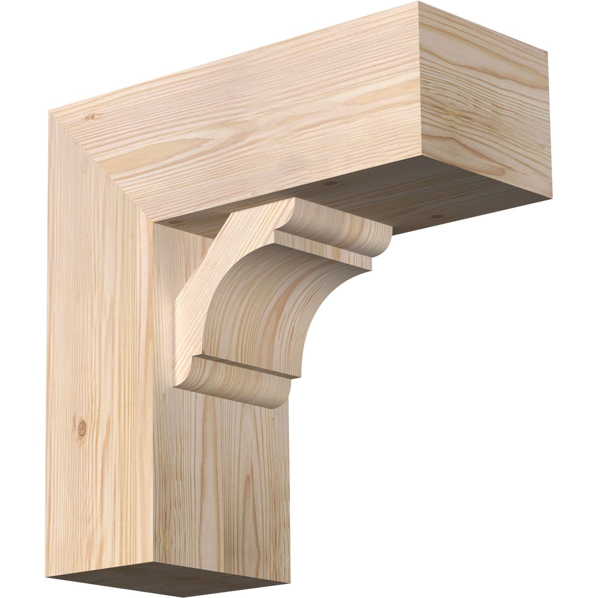 Ekena Millwork 1463763 Olympic Block Smooth Bracket with Offset Brace 7-1/2-in x 18-in x 18-in Douglas fir Brown Wood Standard bracket