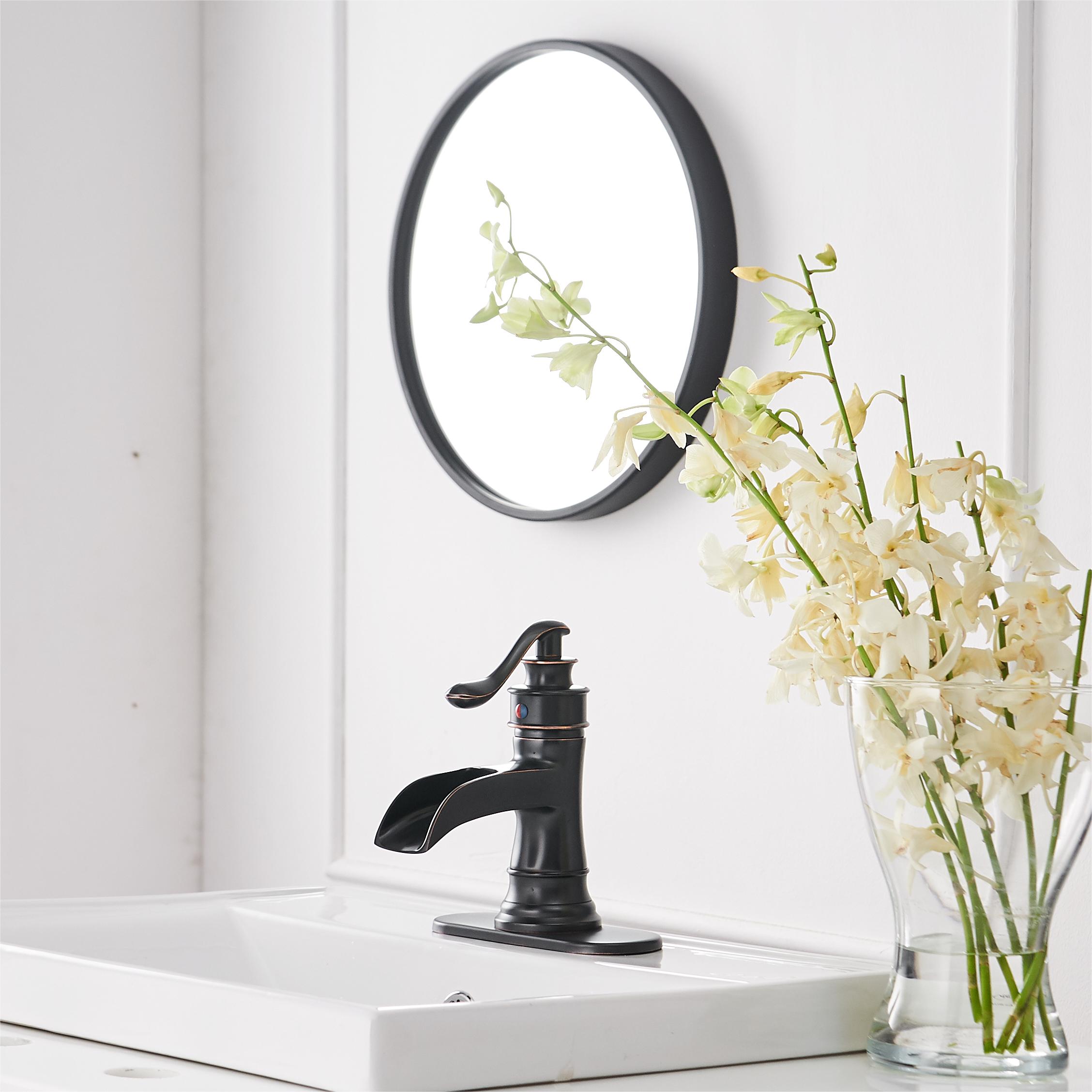 Oil Rubbed Bronze Single Handle Waterfall Bathroom Faucet with Pop-up Drain