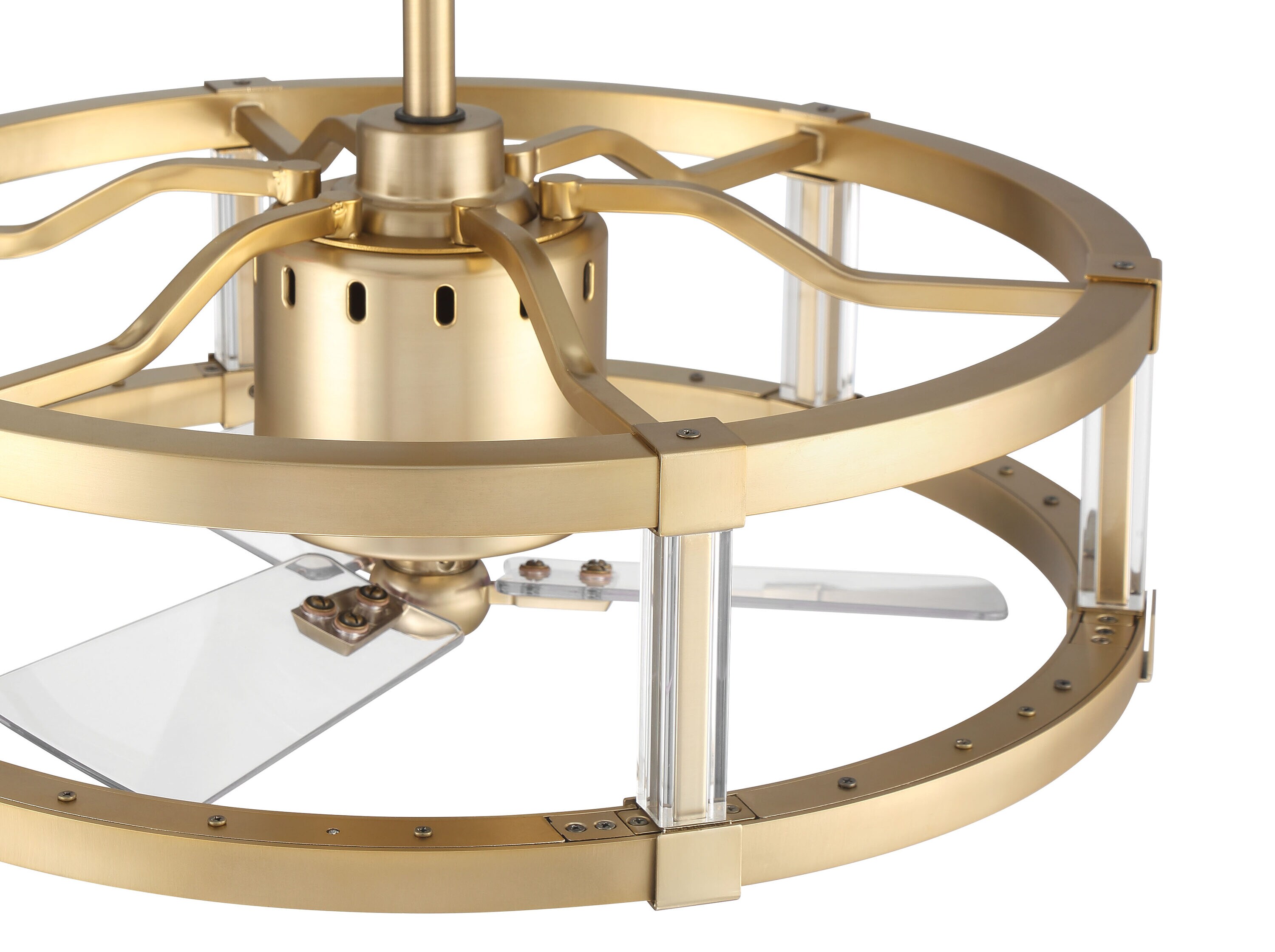 Alexis 18" Satin Brass Ceiling Fan with Clear Acrylic Blades and LED Light