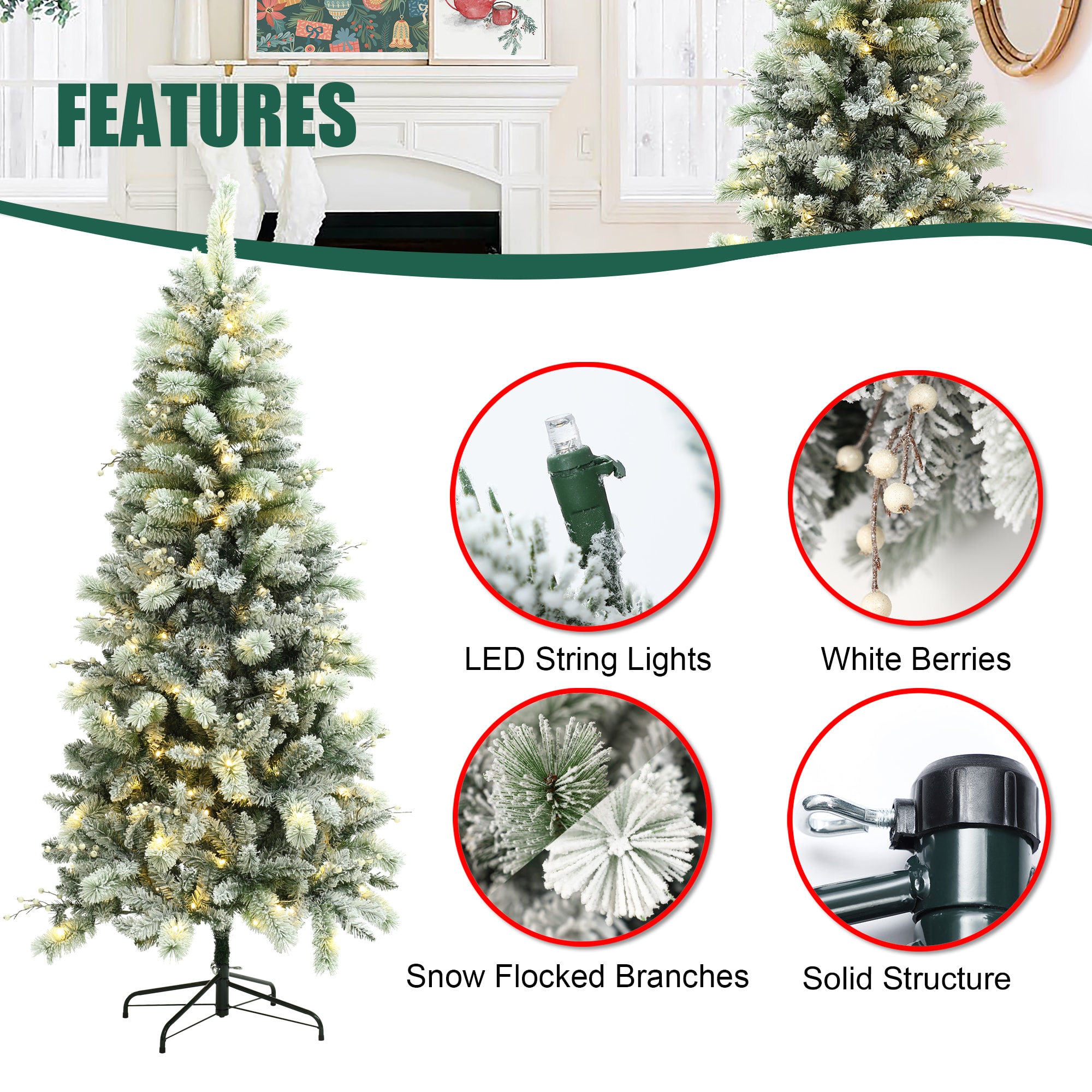 LuxenHome WHAP1785 Artificial-Christmas-Trees - View #11