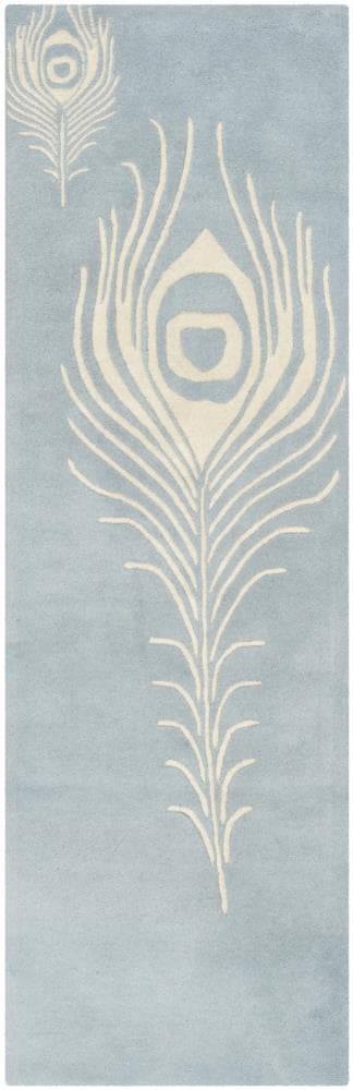 Safavieh SOH704B-210 Soho Pinion 2 x 10 (ft) Tufted Wool Light Blue/Ivory Rectangular Indoor Abstract Runner rug