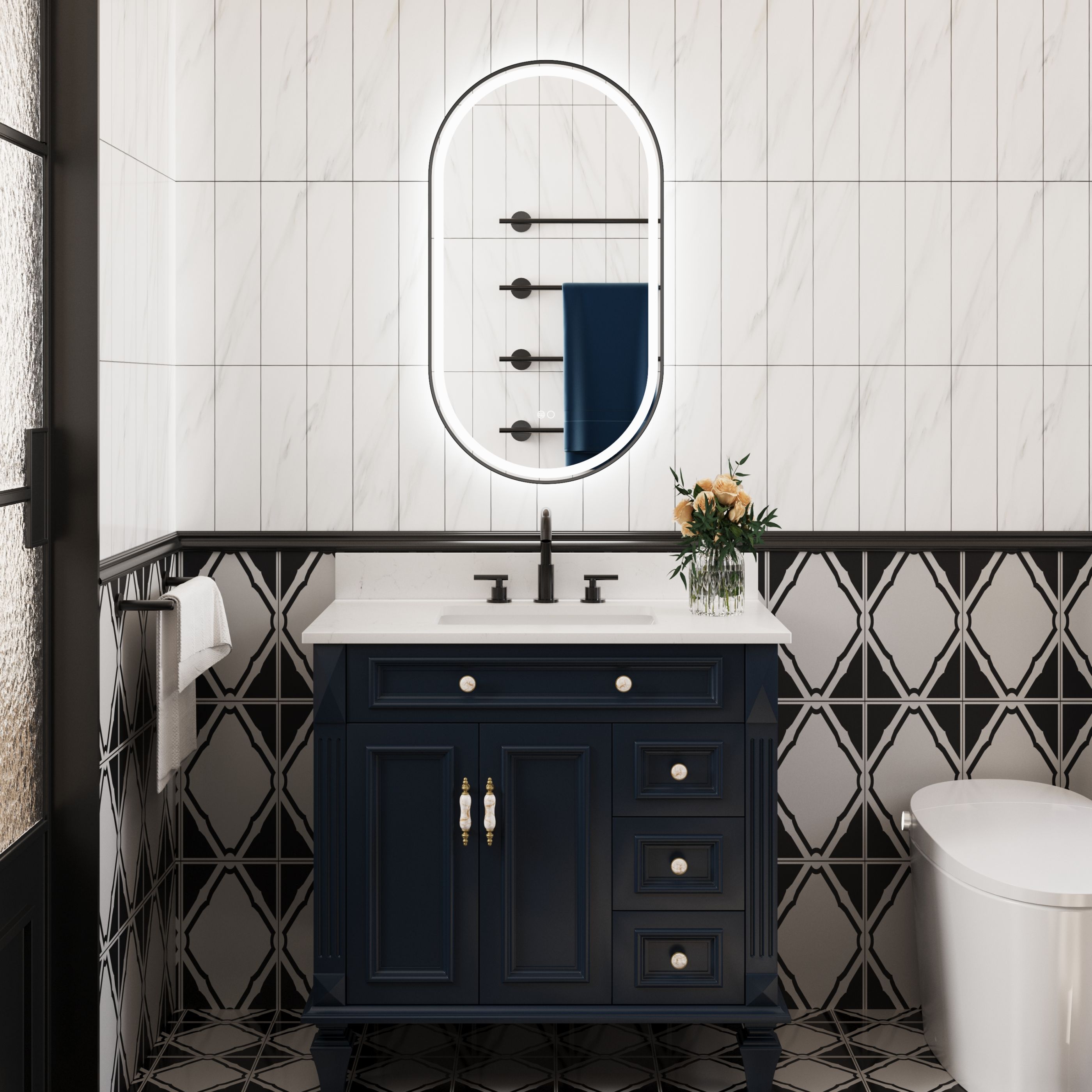 WELLFOR W16EP2036MB Framed-Bath-Mirrors - View #2