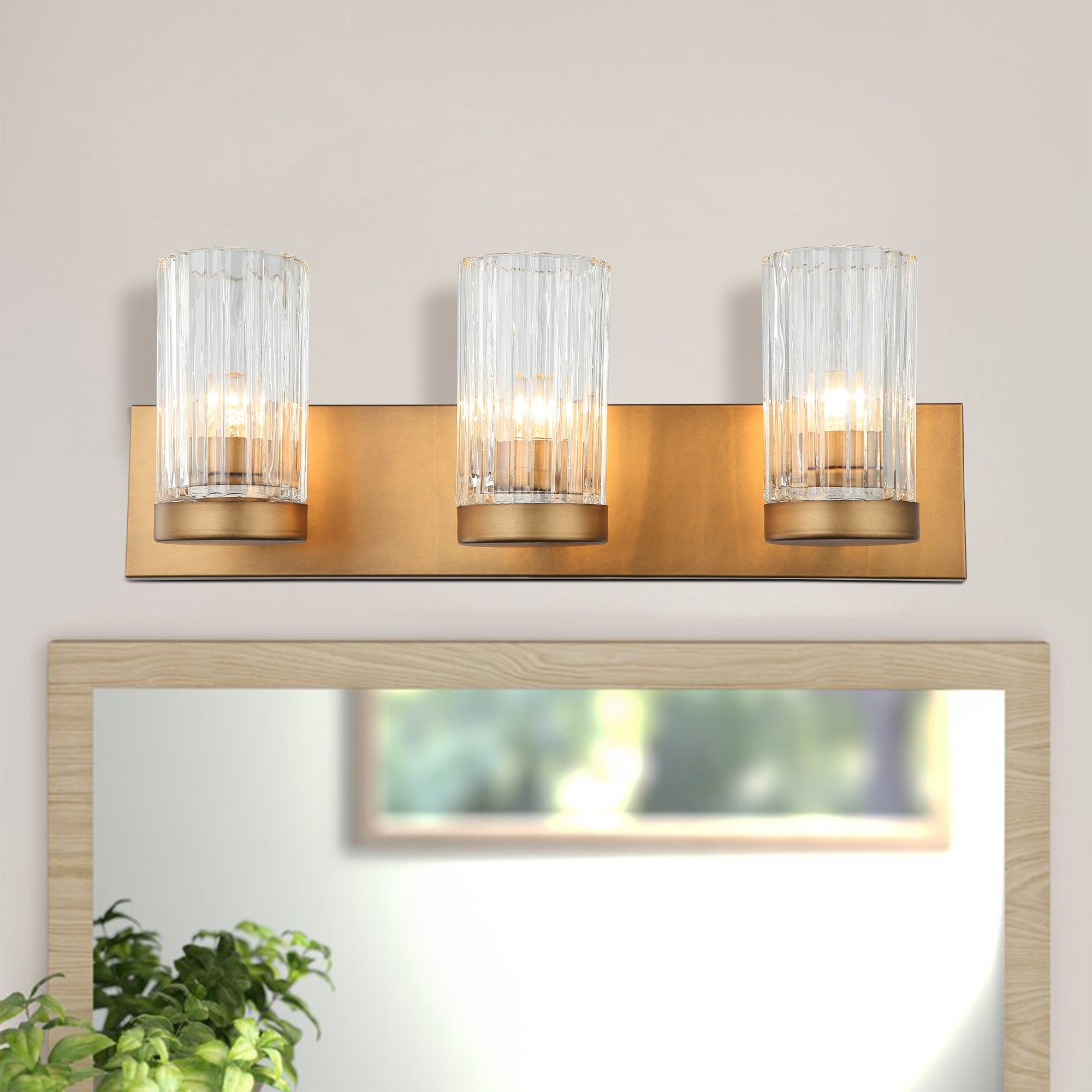 Parrot Uncle 5.91-in 3-Light Brushed Gold Modern/Contemporary Vanity ...