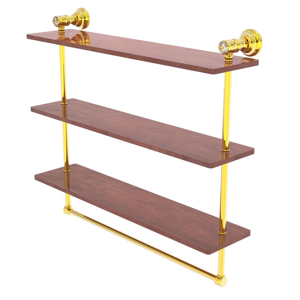 Allied Brass CC-5-22-TB-IRW-PB Carolina Crystal Polished Brass 3 -Tier Wall mount Bathroom Shelf ( 22-in x 19.7-in x 5-in )