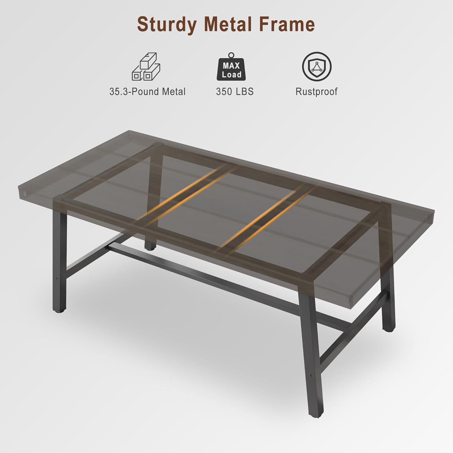 WhizMax DUKE-PHO-33FW-BL Industrial Dining Table for 6-8 70.87 in Long Wooden Kitchen Table with Sturdy Metal Frame for Kitchen Dining Room Only Table No chair Black