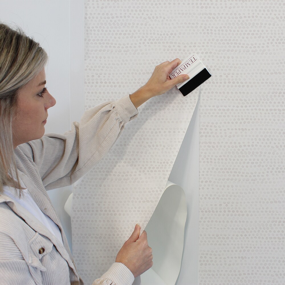Light Tan Moire Dots Vinyl Peel and Stick Wallpaper