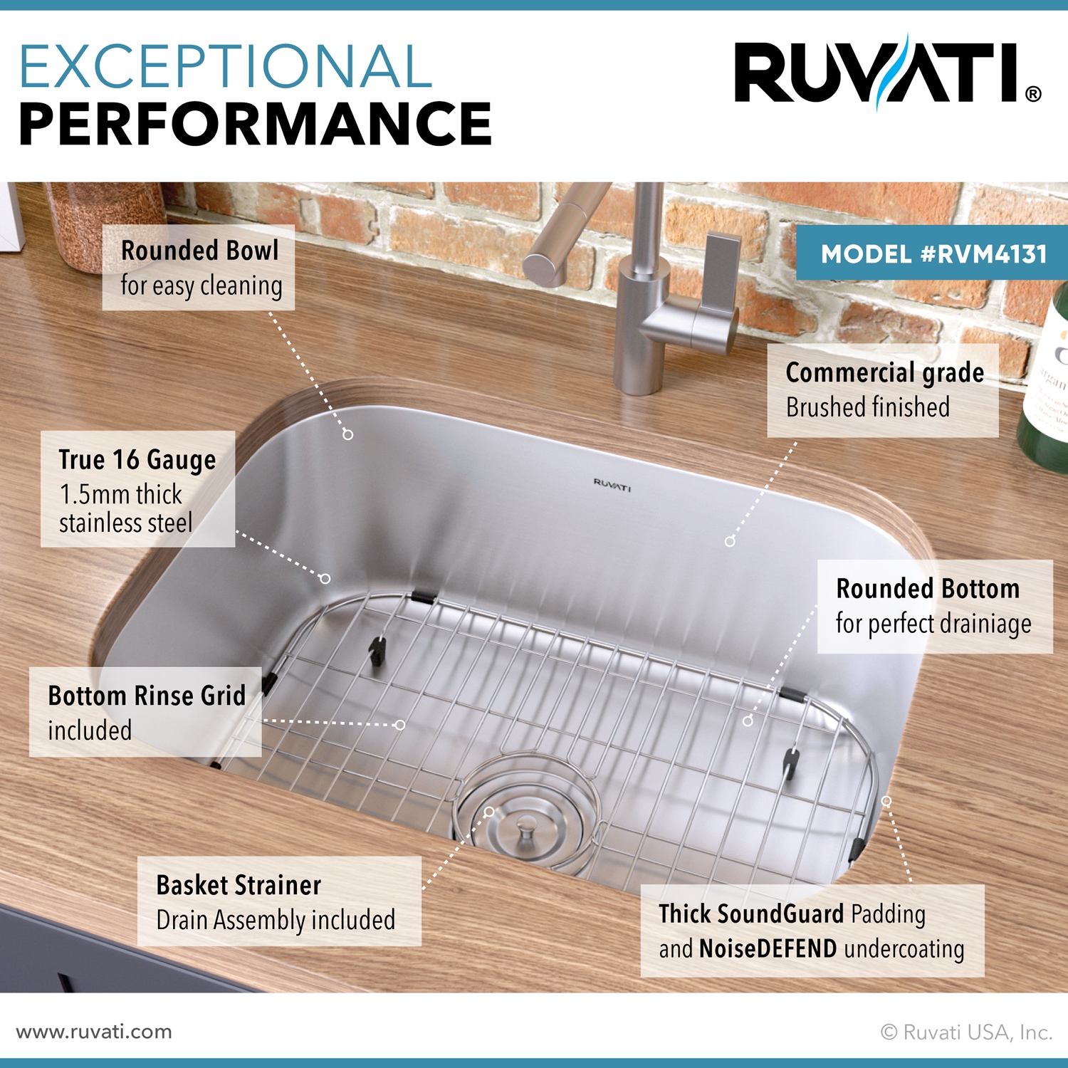 Ruvati RVM4131 Bar-Prep-Sinks - View #4
