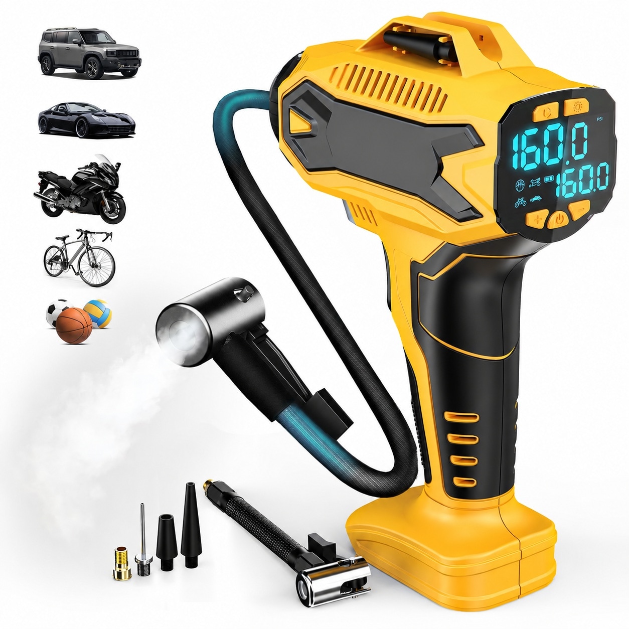 AKSCYZM -  Cordless Tire Inflator Air Compressor 160PSI Portable Digital Pressure Gauge Fast Infl...