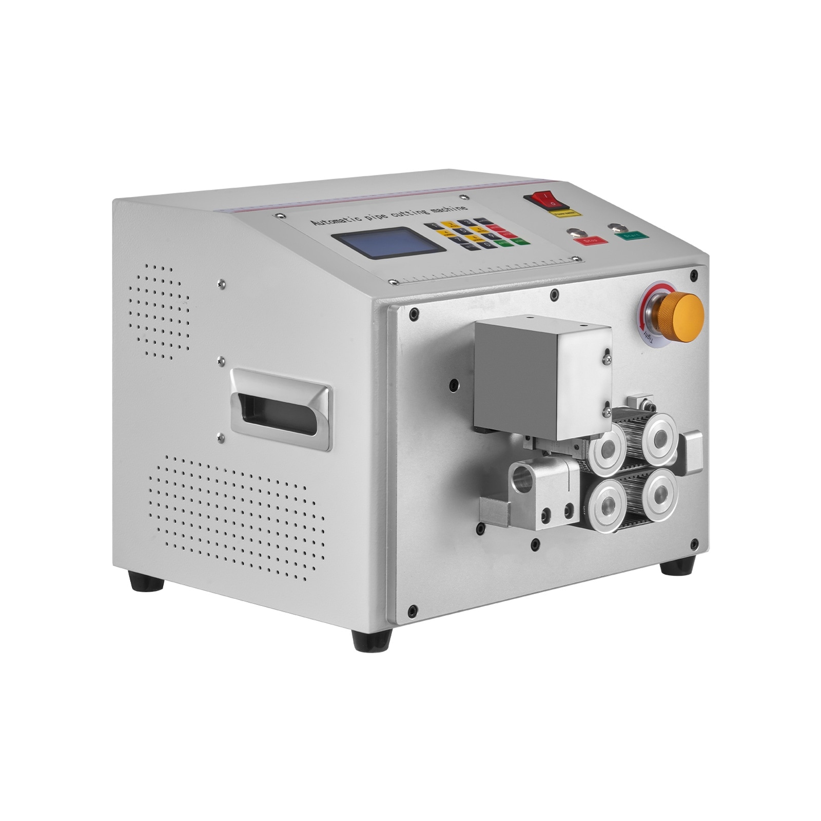GIVIMO 0.04-in to 0.79-in Cutting Diameter Corded Benchtop Automatic Heat-Shrink Tube Cutting Machine with LCD Display 1-mm to 20-mm Tube Range 0.1-mm to 99999.9-mm Length Setting 100 to 120 Cuts per Minute and 4-Wheel Belt Feeding