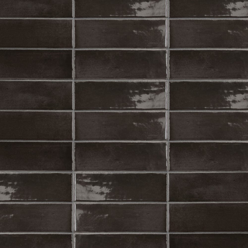 Tilefy Charm 2x6 Black Hat Glossy Tile