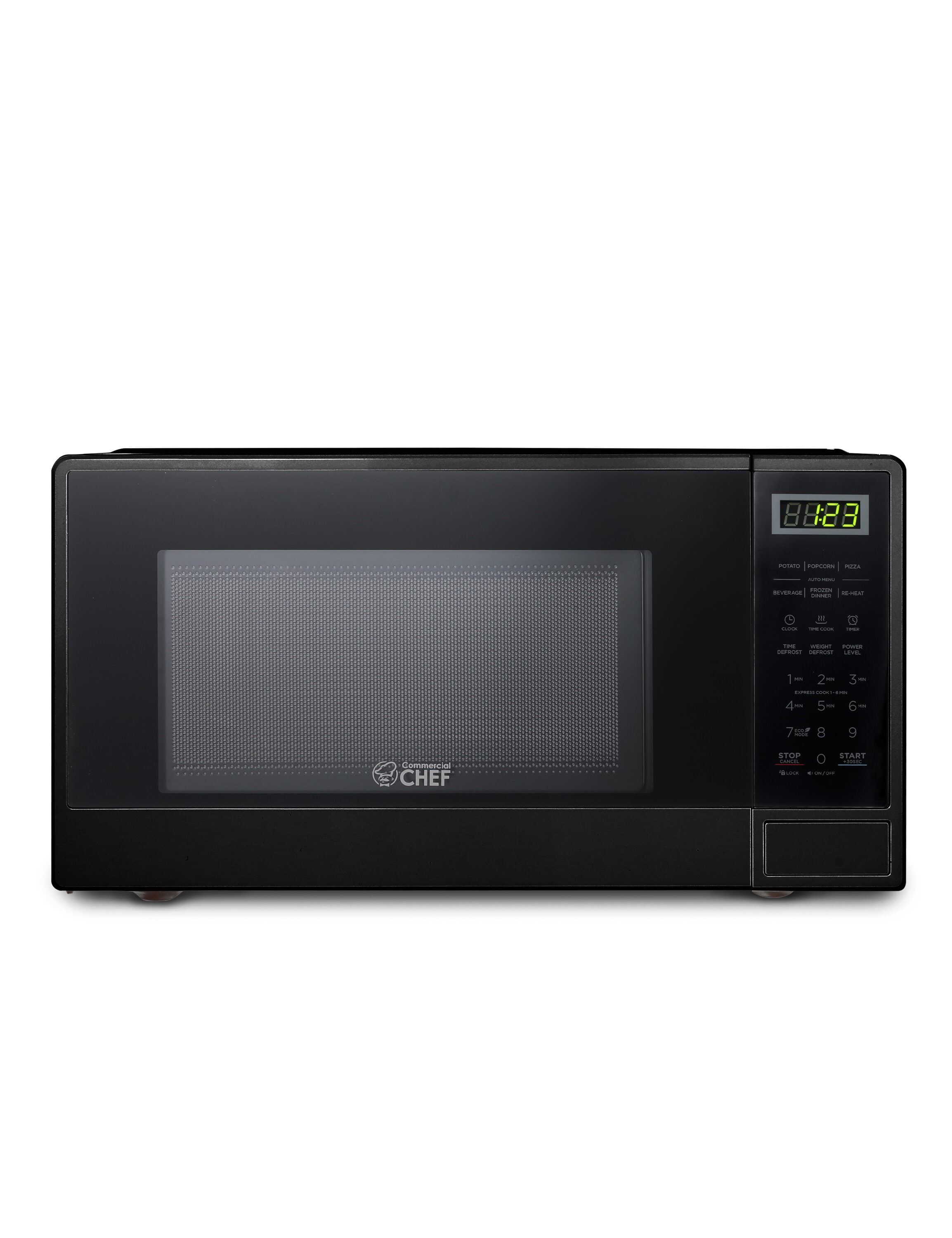 COMMERCIAL CHEF 1.6 Cubic Foot Microwave with 10 Power Levels, Small  Microwave with Push Button Child Safety Lock, 1100 Watt Microwave with  Digital