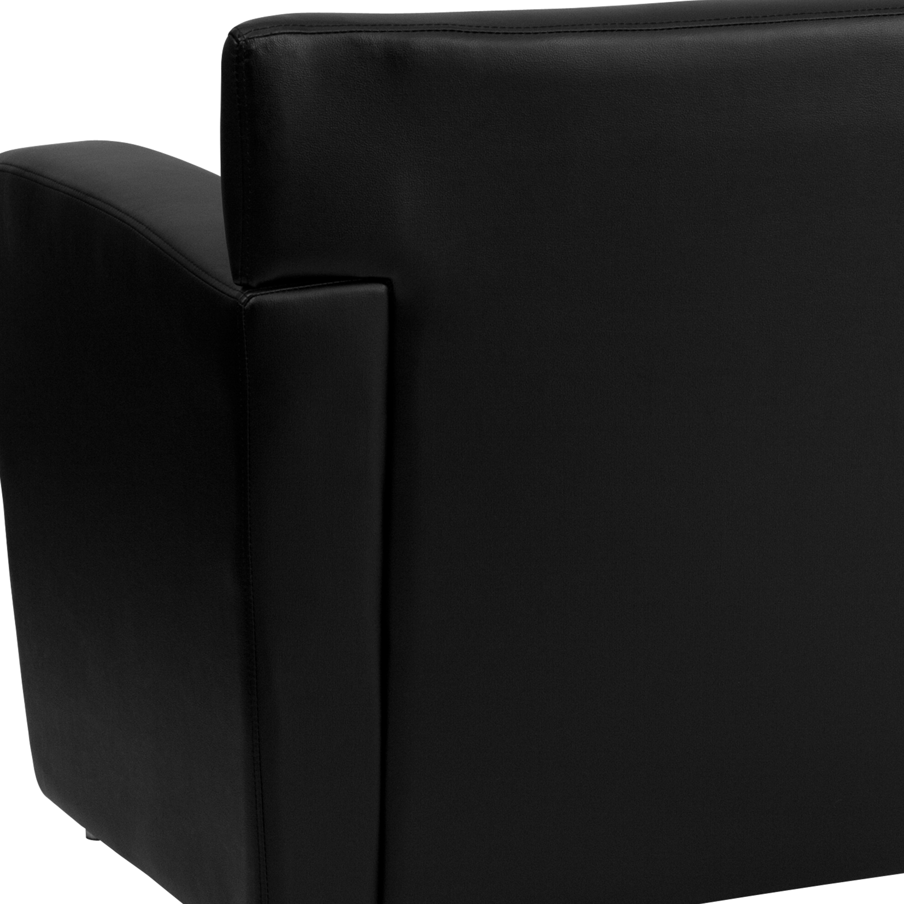 Black Faux Leather Flared Arm Reception Loveseat