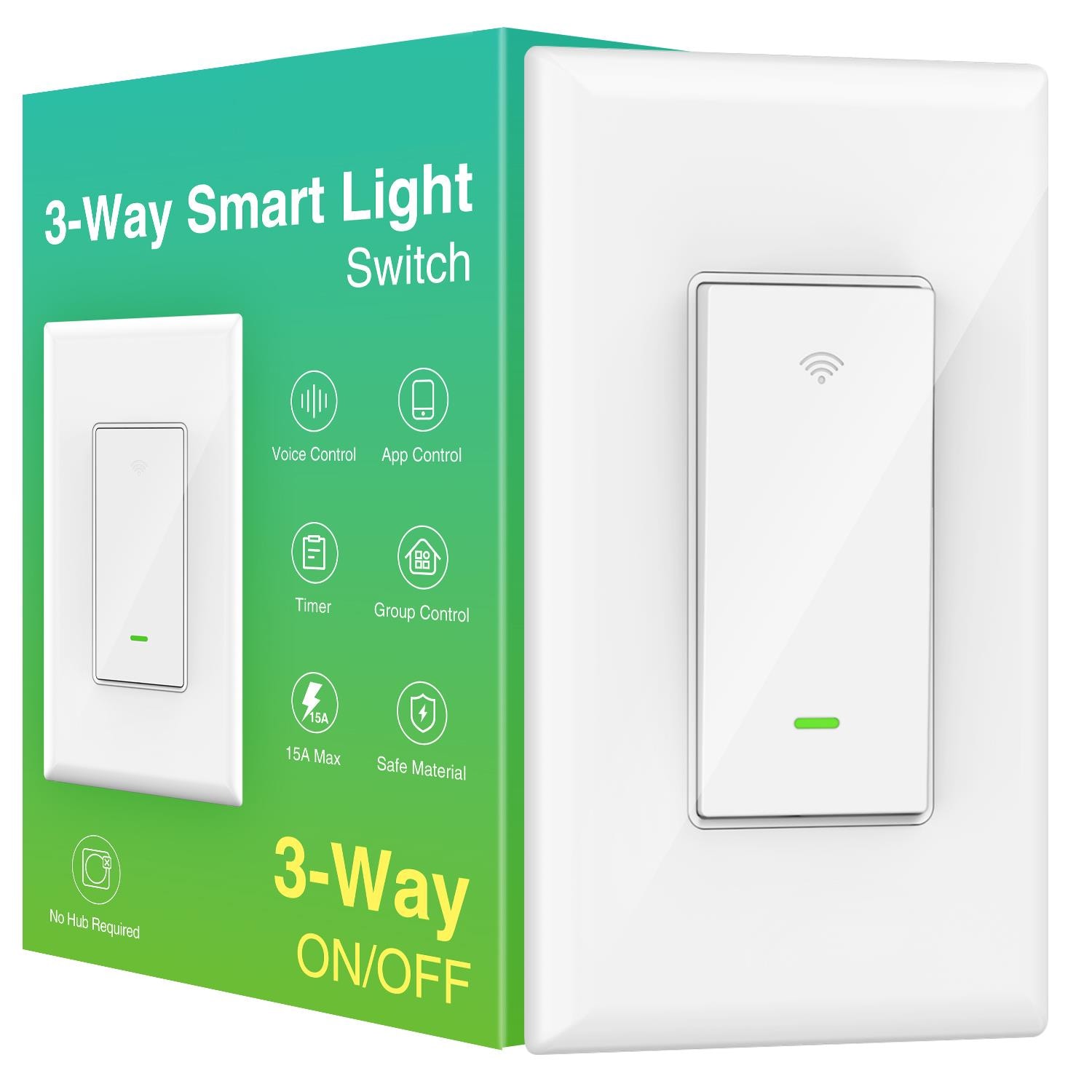 Gosund WiFi Smart Light Switch, On-Off In-Wall, Single Pole - Light Switch  works by voice through Alexa or Google Assistant, by remote with phone app,  or manually, White Smart Switch, 15A, 2