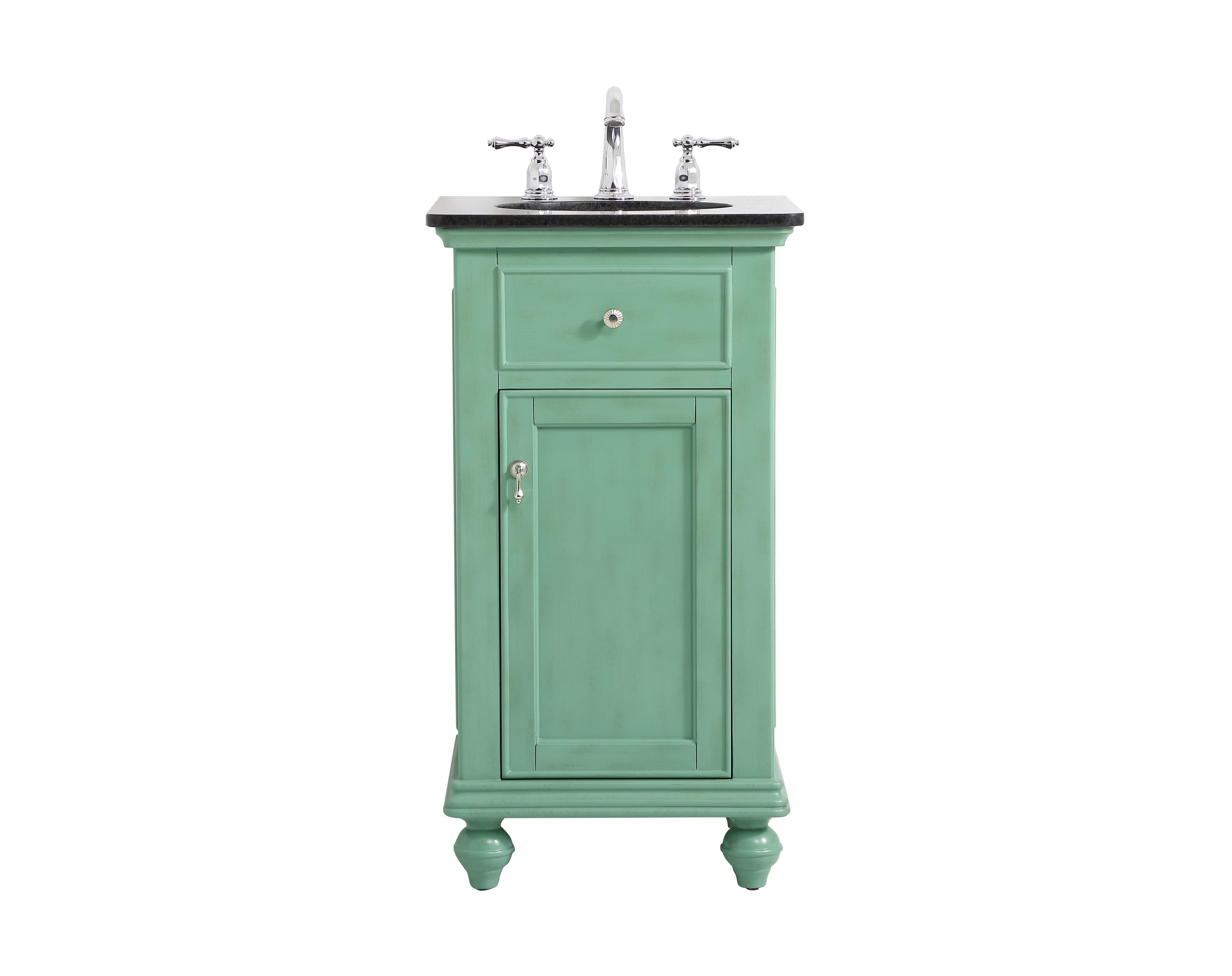 Home Furnishing 19-in Vintage Mint Undermount Single Sink Bathroom Vanity with Black Granite Top in Green | - Elegant Decor HF36957VM