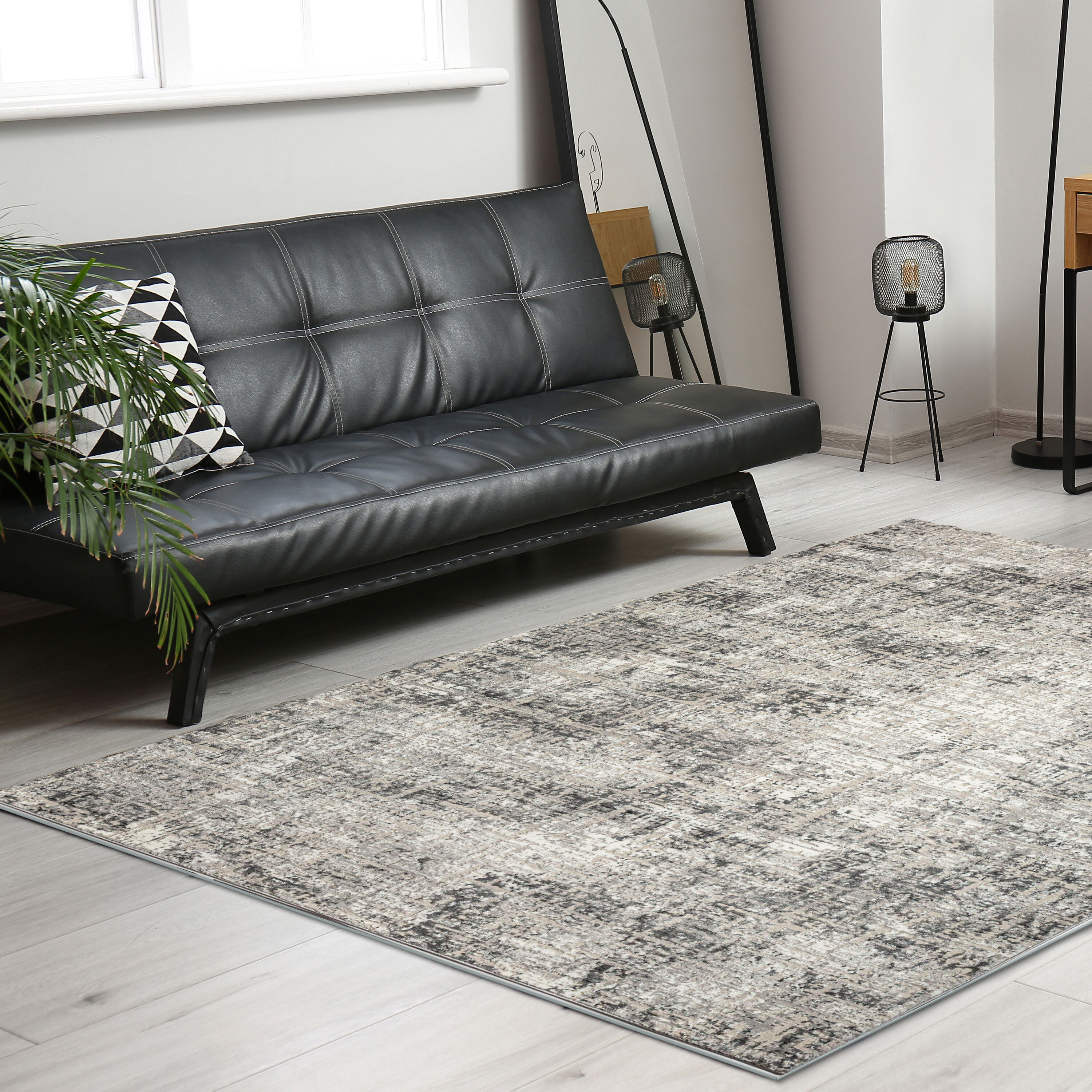 Radici USA 1241/1013/GREY Livigno 8 x 10 (ft) Loomed Polypropylene Grey Rectangular Indoor Abstract Mid-Century Modern Area rug