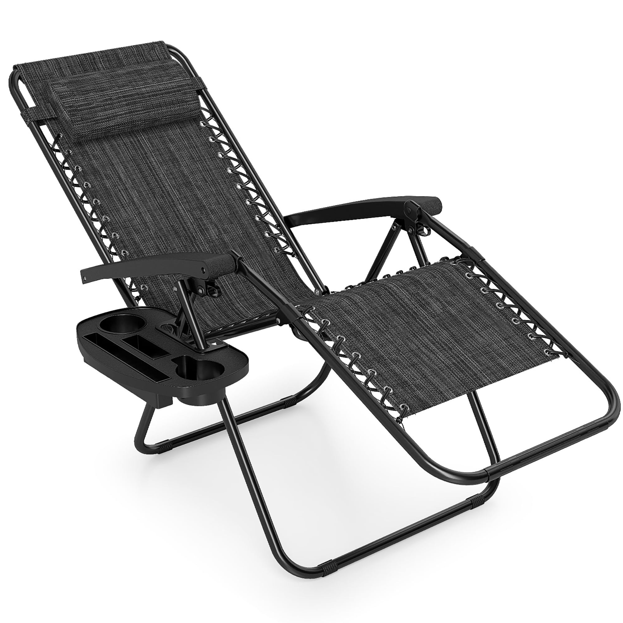 Costway - Polyester Grey Folding Beach chair Adjustable and