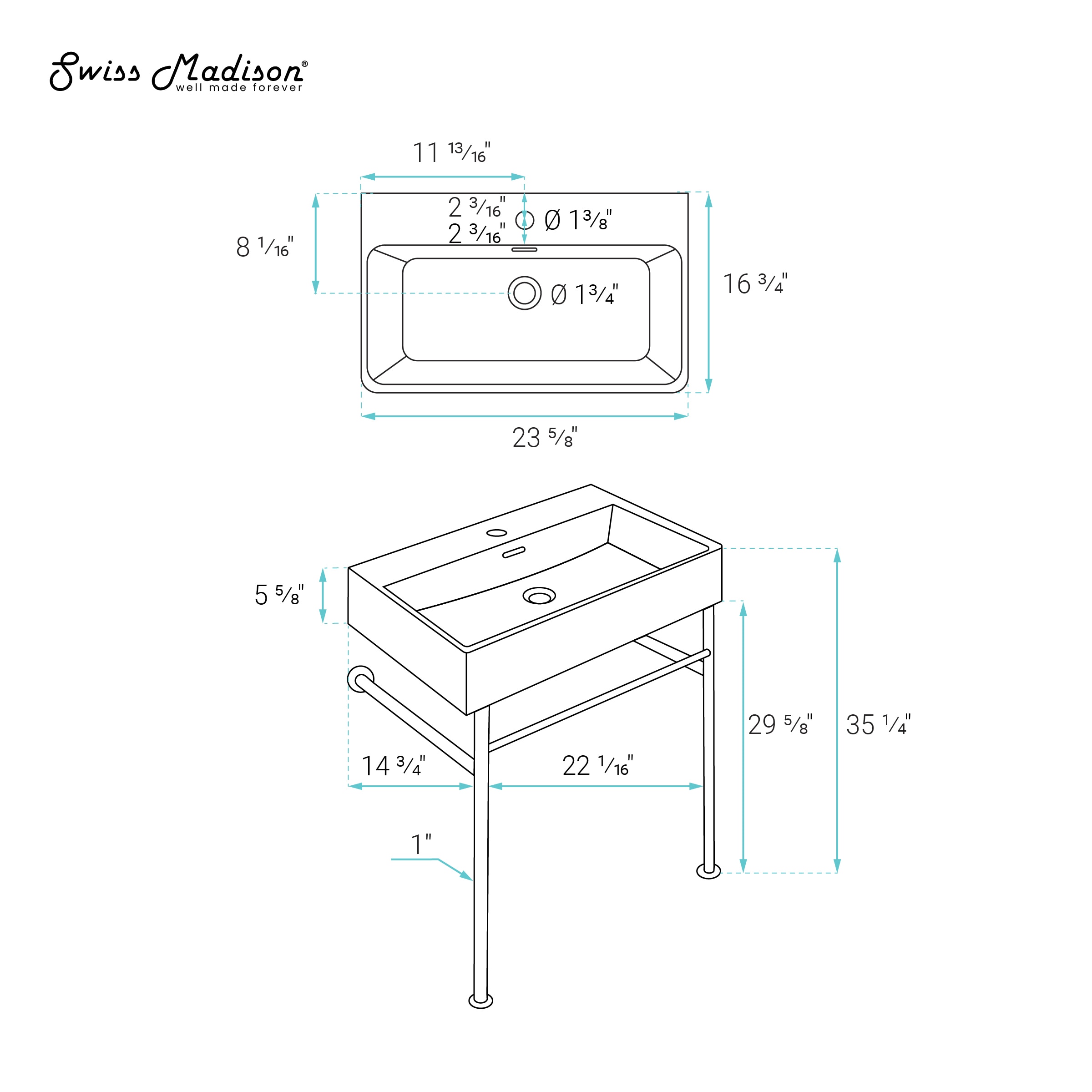 Swiss Madison SM-25-CSREI09WH Console-Sinks - View #7