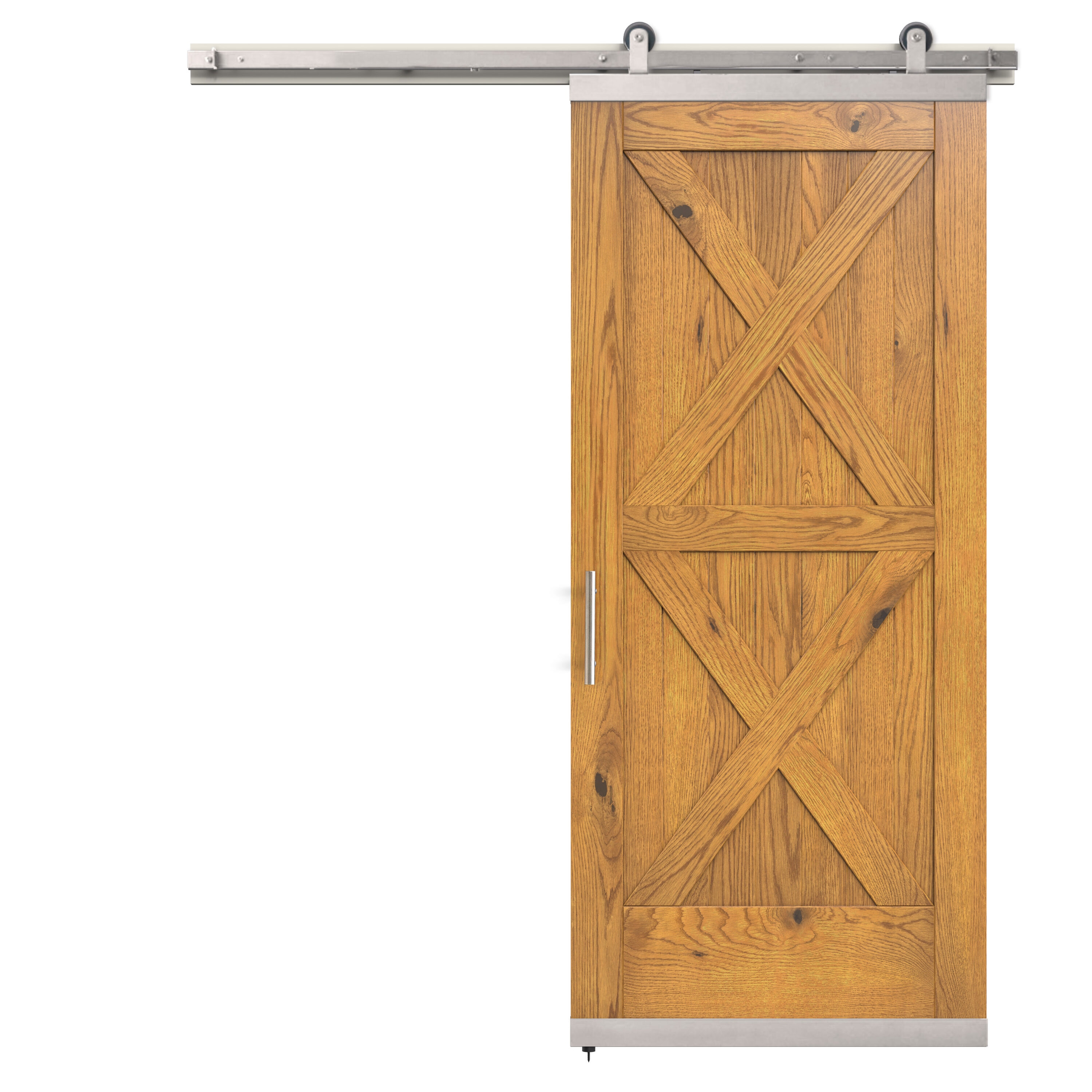 JELD-WEN LOWOLJW248600147 36-in x 96-in Khaki Crossbuck White oak Wood Solid core Single Barn Door (Hardware Included)