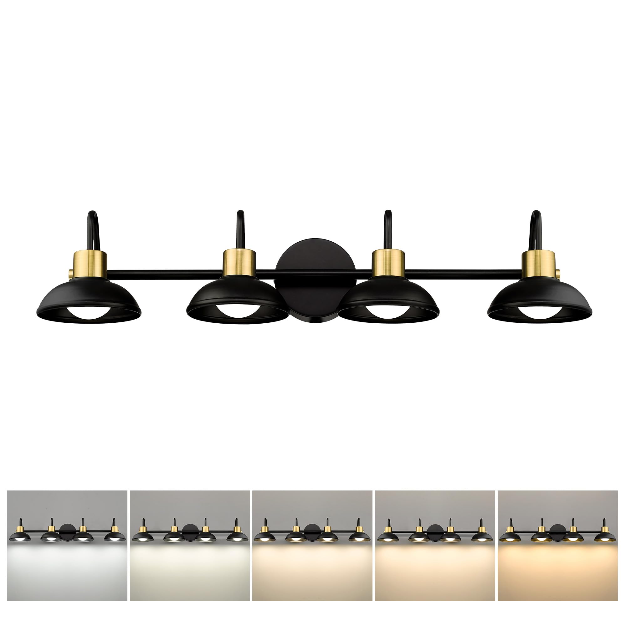 LTMATE LS5HJF88B4WLEDBK+BG JAZAVA 32-in 4 -Light Matte Black Integrated LED Industrial Vanity light