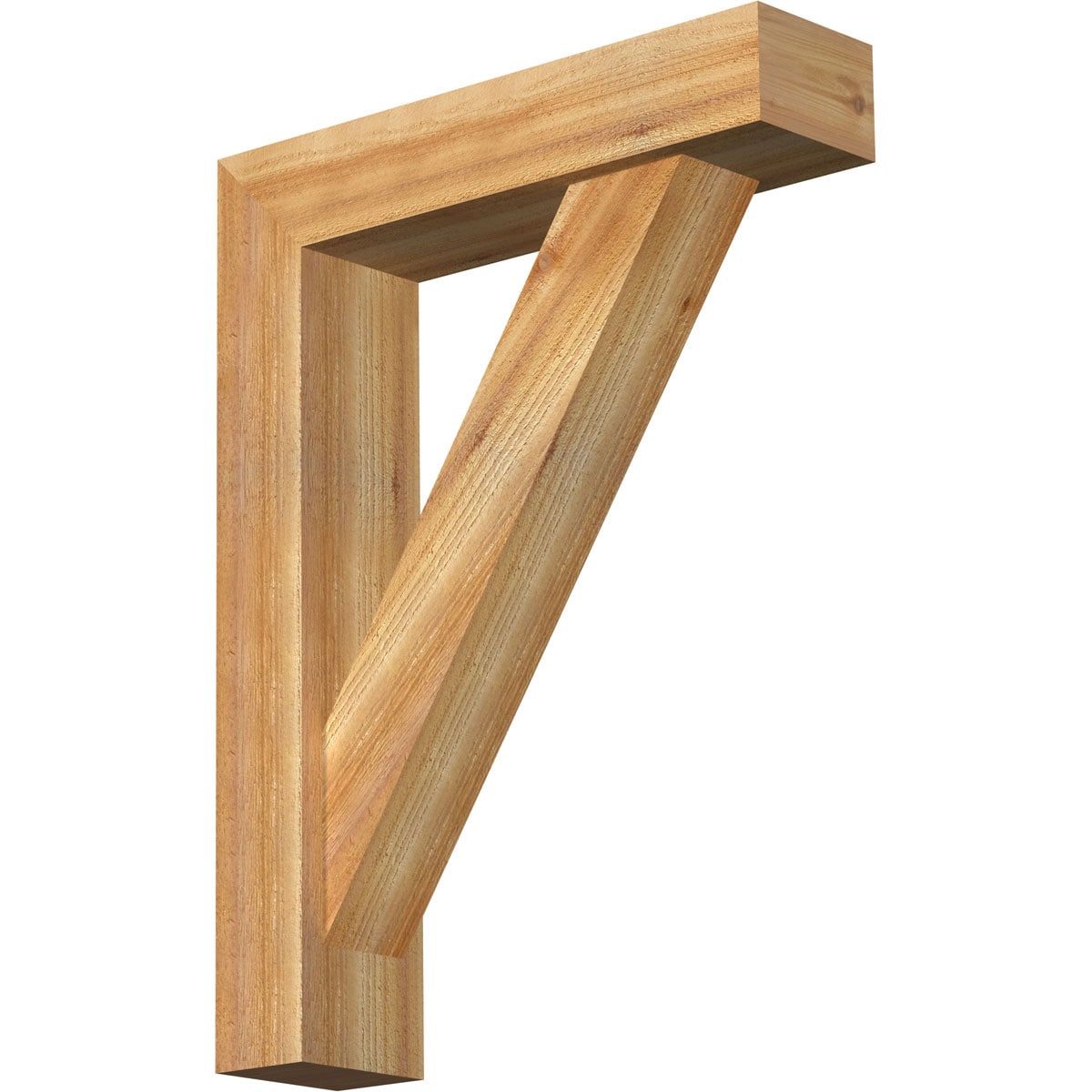 Ekena Millwork 1464747 Traditional Block Rough Sawn Bracket with Offset Brace 6-in x 24-in x 32-in Western red cedar Brown Wood Standard bracket