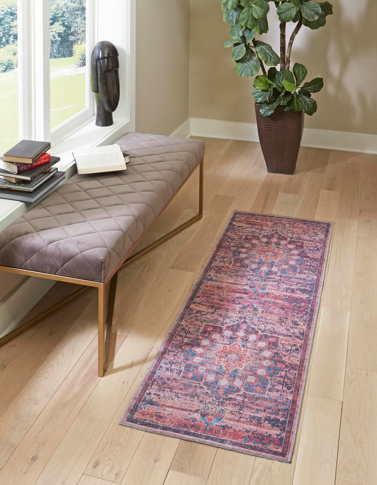 Unique Loom 3166519 Renaissance 3 x 12 (ft) Loomed Polyester Brick Washable Rectangular Indoor Medallion Runner rug