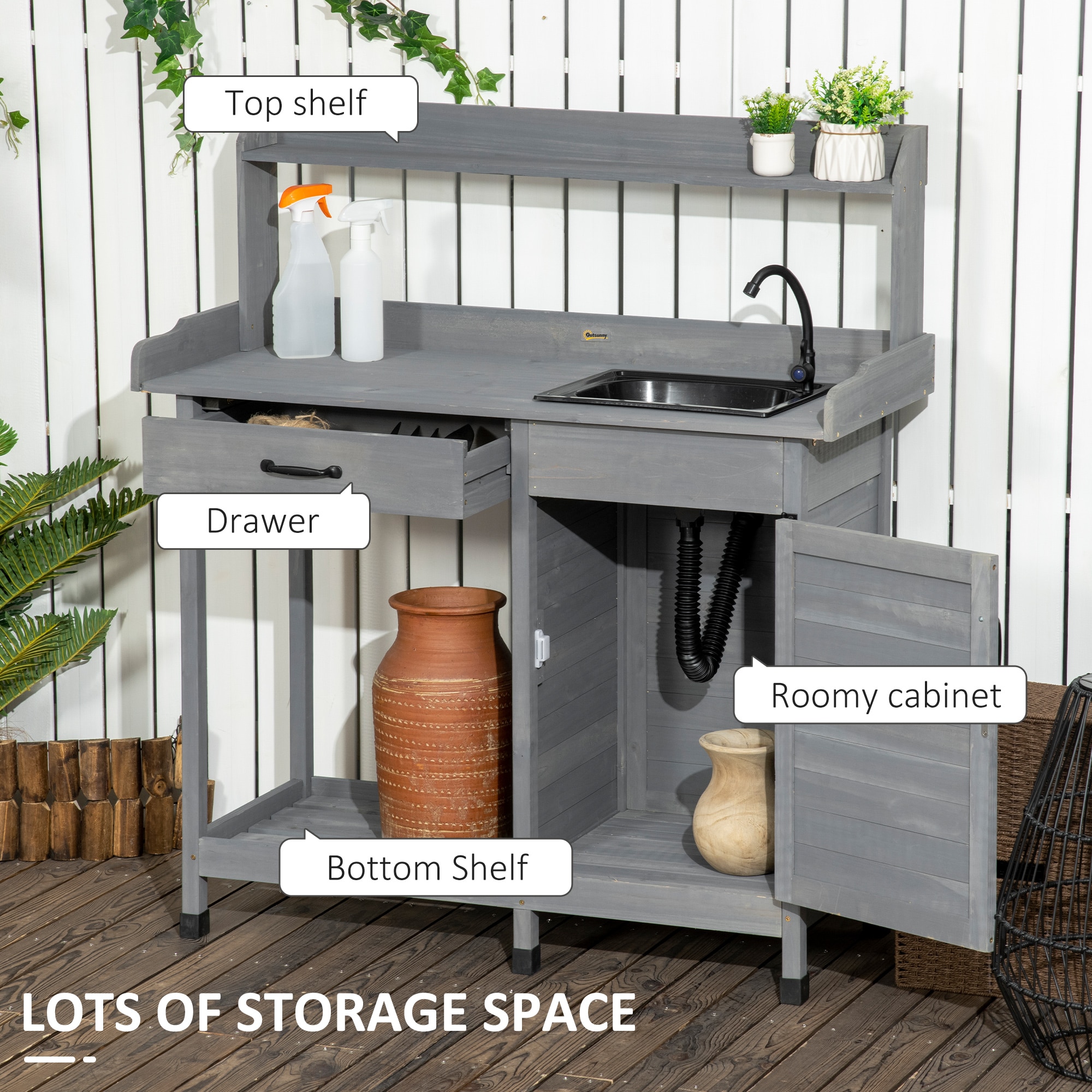 Outsunny 845-892V00GY Potting-Benches - View #4