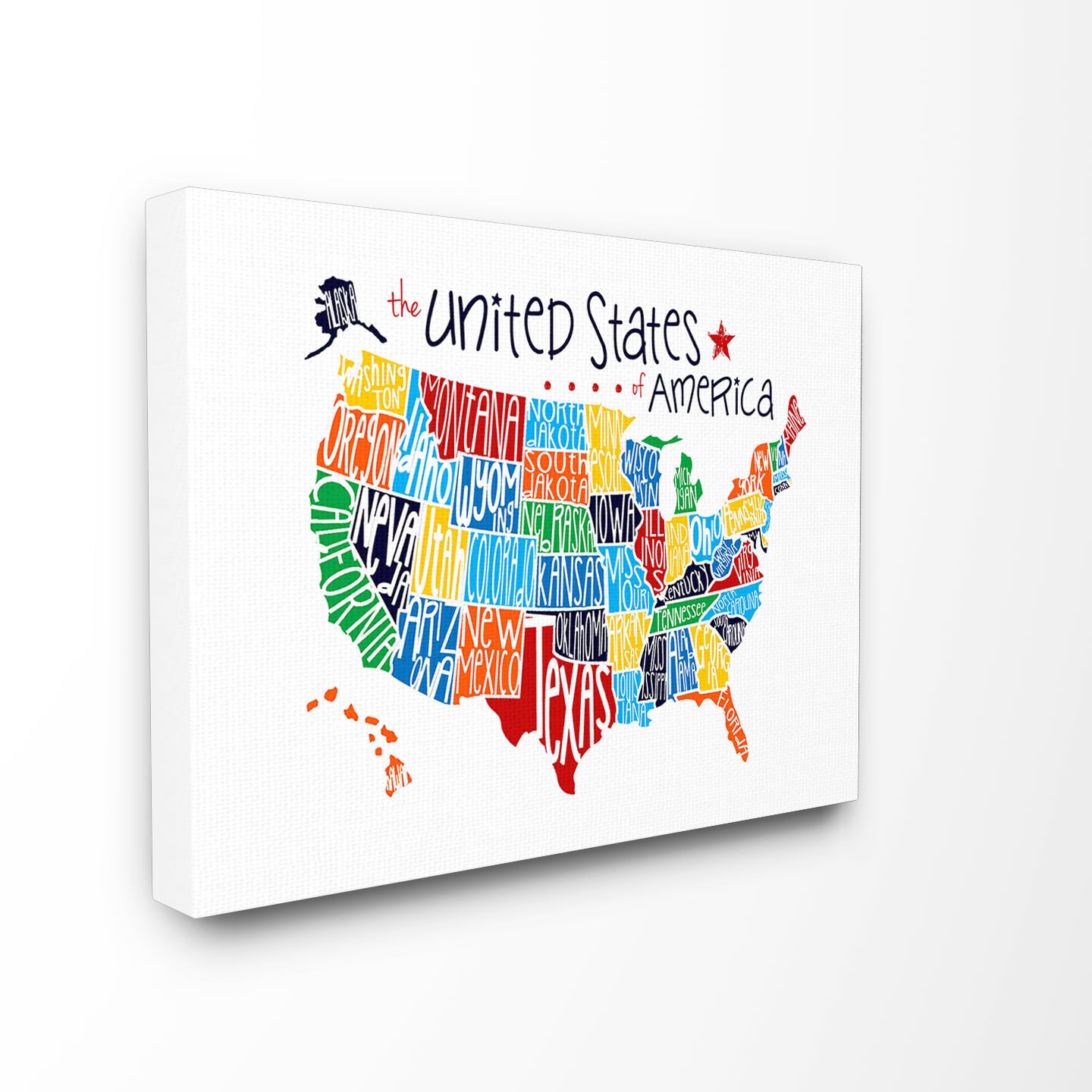 Stupell Industries BRP-1618-CN-16X20 Use Rainbow Typography Map On White Background Erica Billups Gallery Wrapped Canvas 20-in H x 16-in W Modern Canvas Print