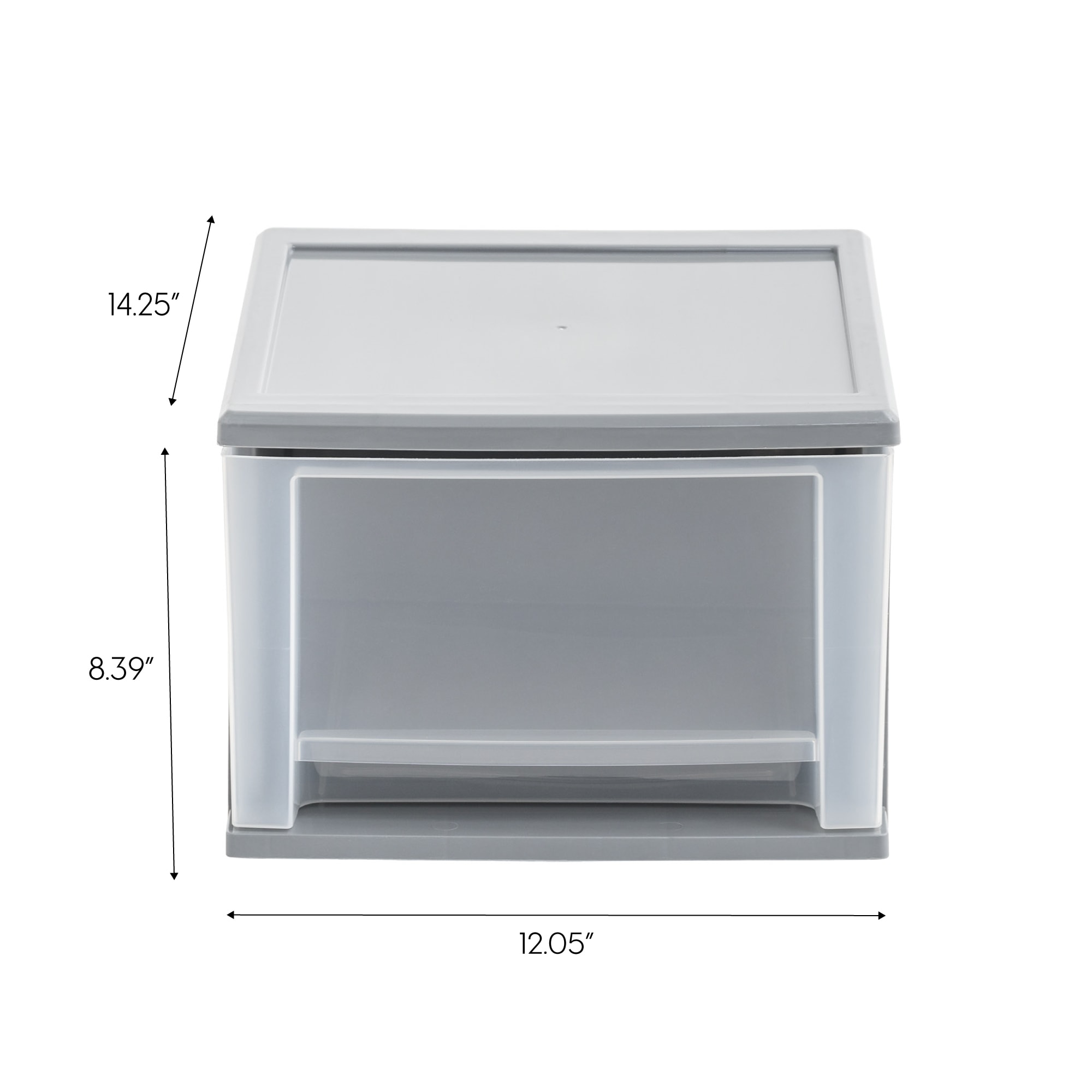 IRIS USA 14.5 Qt. (3.6 gal.) Stackable Plastic Storage Drawer, Gray, Set of  4 