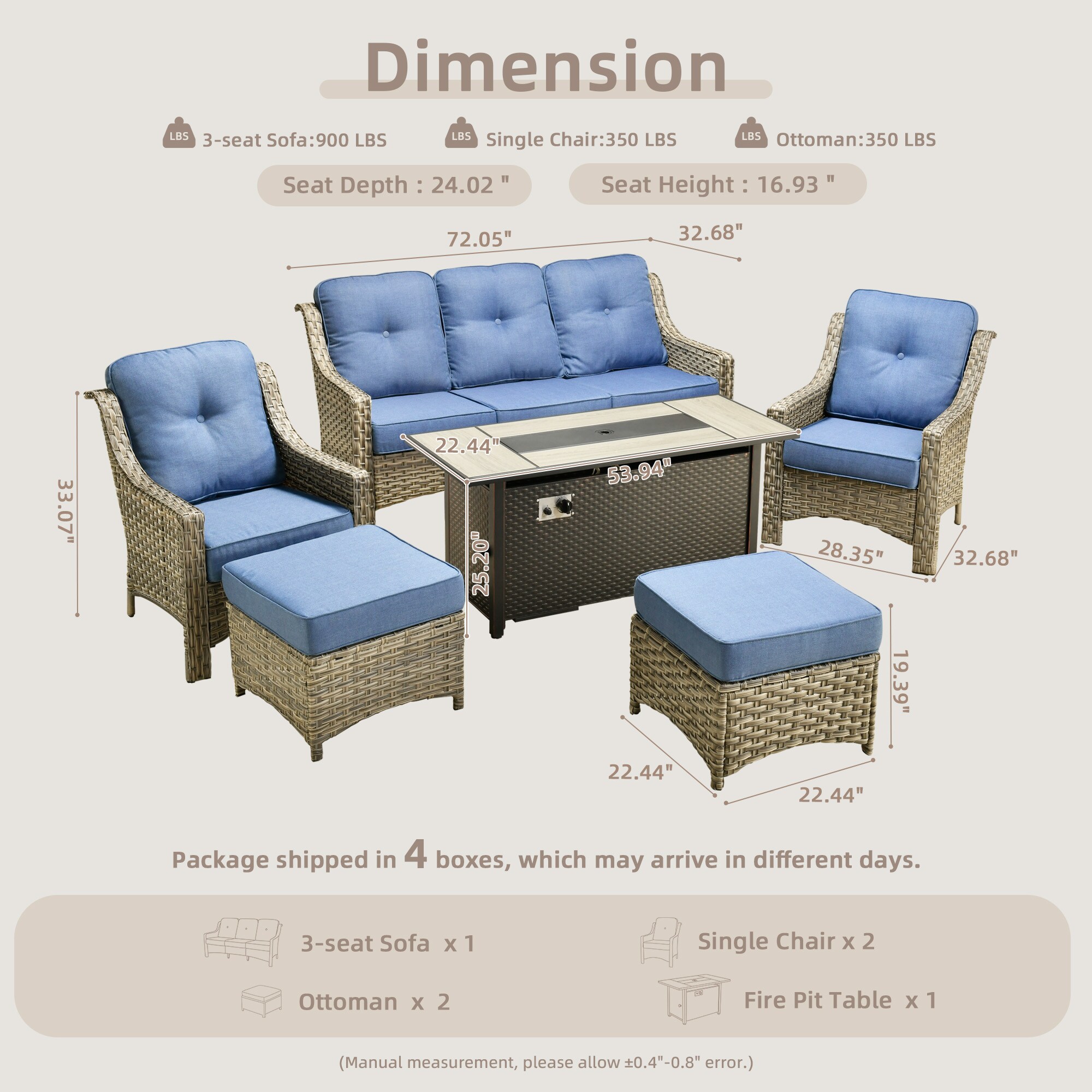 weaxty HMBCFP8503-PAD506 Patio-Conversation-Sets - View #7