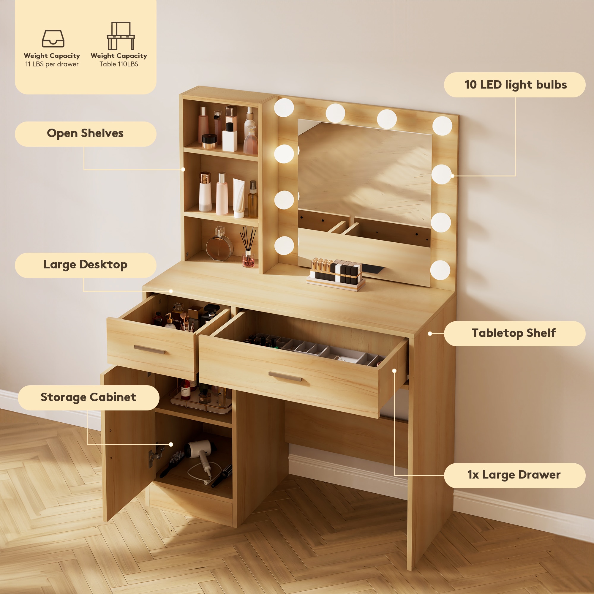 JEAREY SJSZT-NATURAL Bedroom-Vanities - View #5