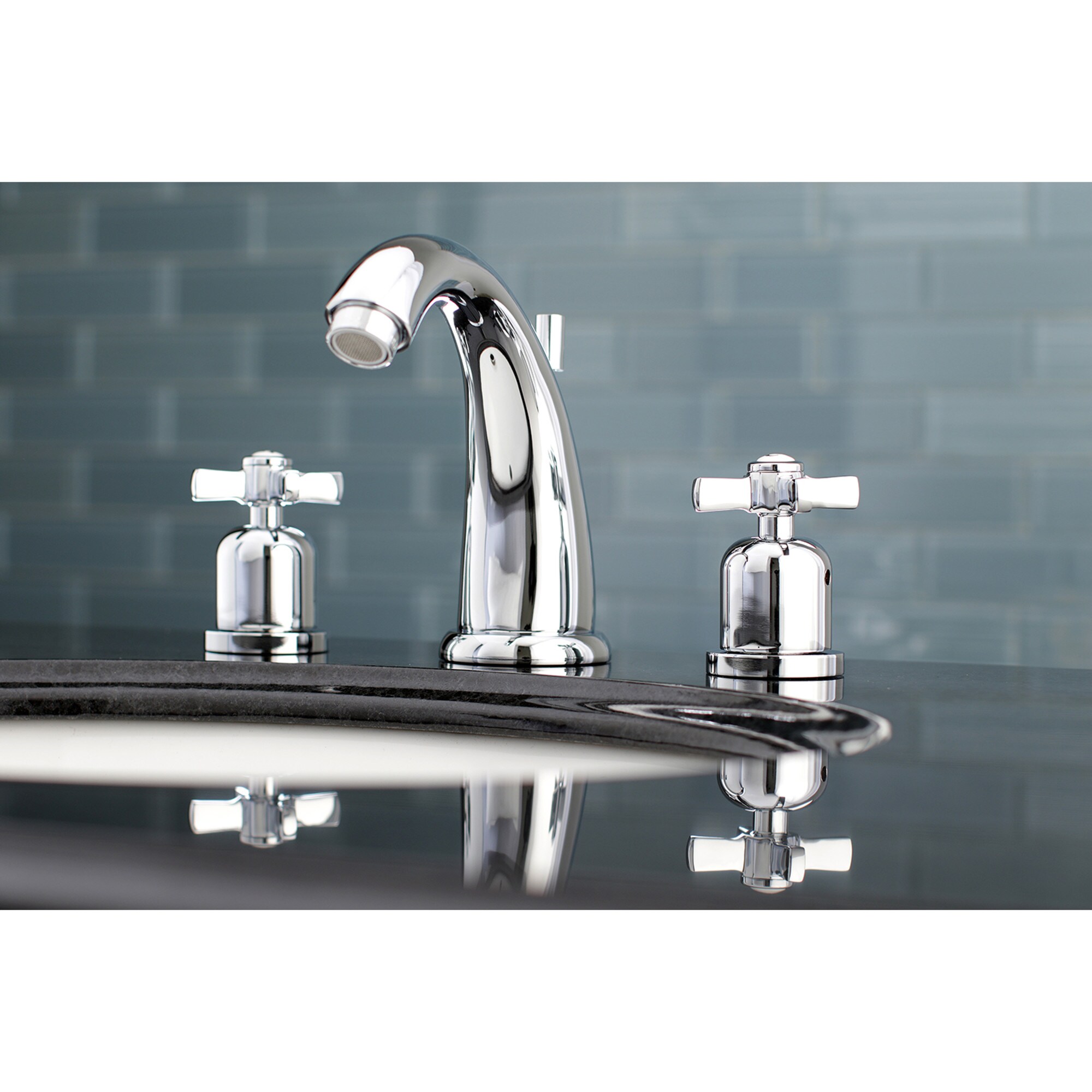 Kingston Brass WLKB8981ZX Millennium Polished chrome Widespread 2-handle High-arc Residential Handle Bathroom Sink Faucet with Drain