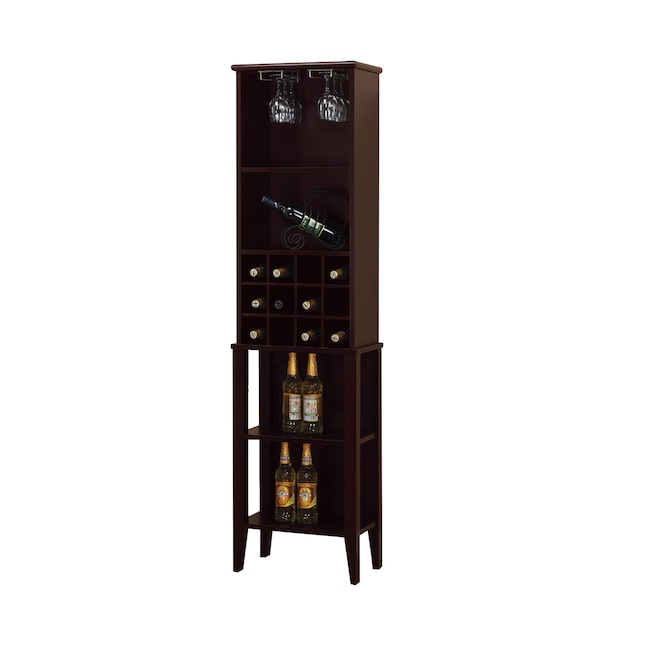 Benzara Contemporary Brown Wood Wine Bar With Racks Holds 12 Bottles Metal Glass 3 Shelves Attention Grabbing Craftsmanship In The Storage Department At Lowes Com