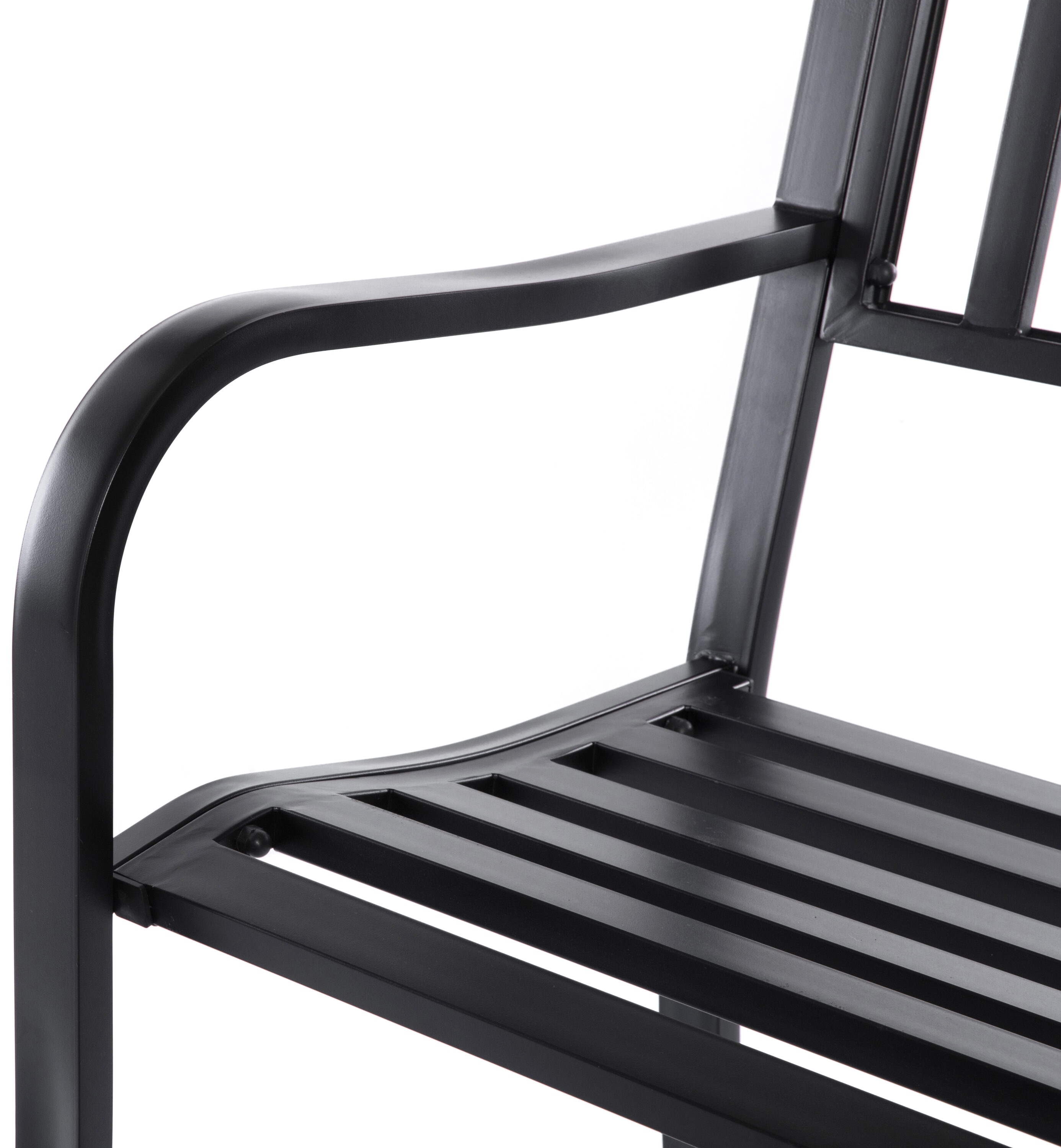 Black Steel Garden Bench with Cast Iron Frame, 52"