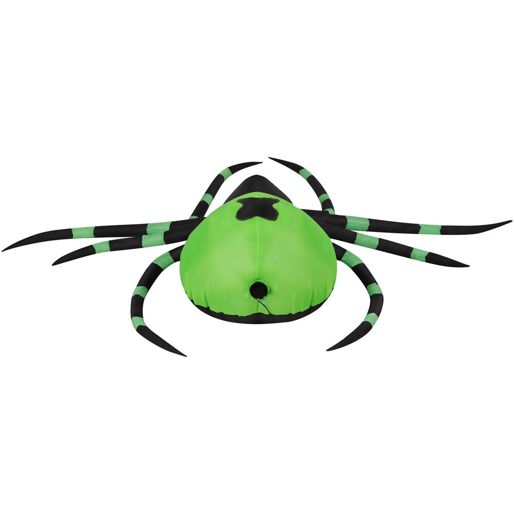 Giant 6.5-ft Green and Black Inflatable Spider with LED Lights