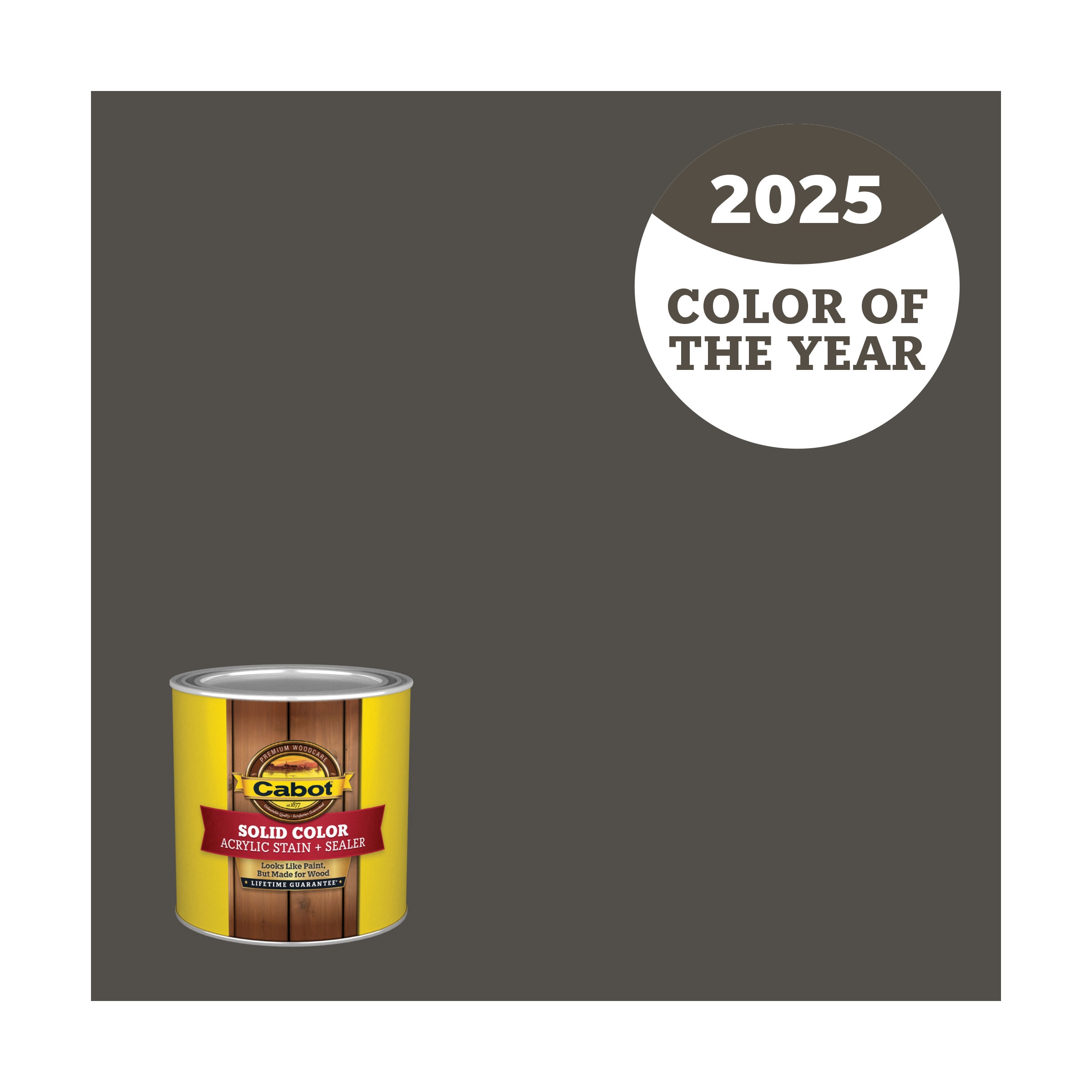 Cabot BRNT HCKORY-1614379 2025 Color of the Year Burnt Hickory Solid Exterior Wood Stain and Sealer in One ( Half-pint )